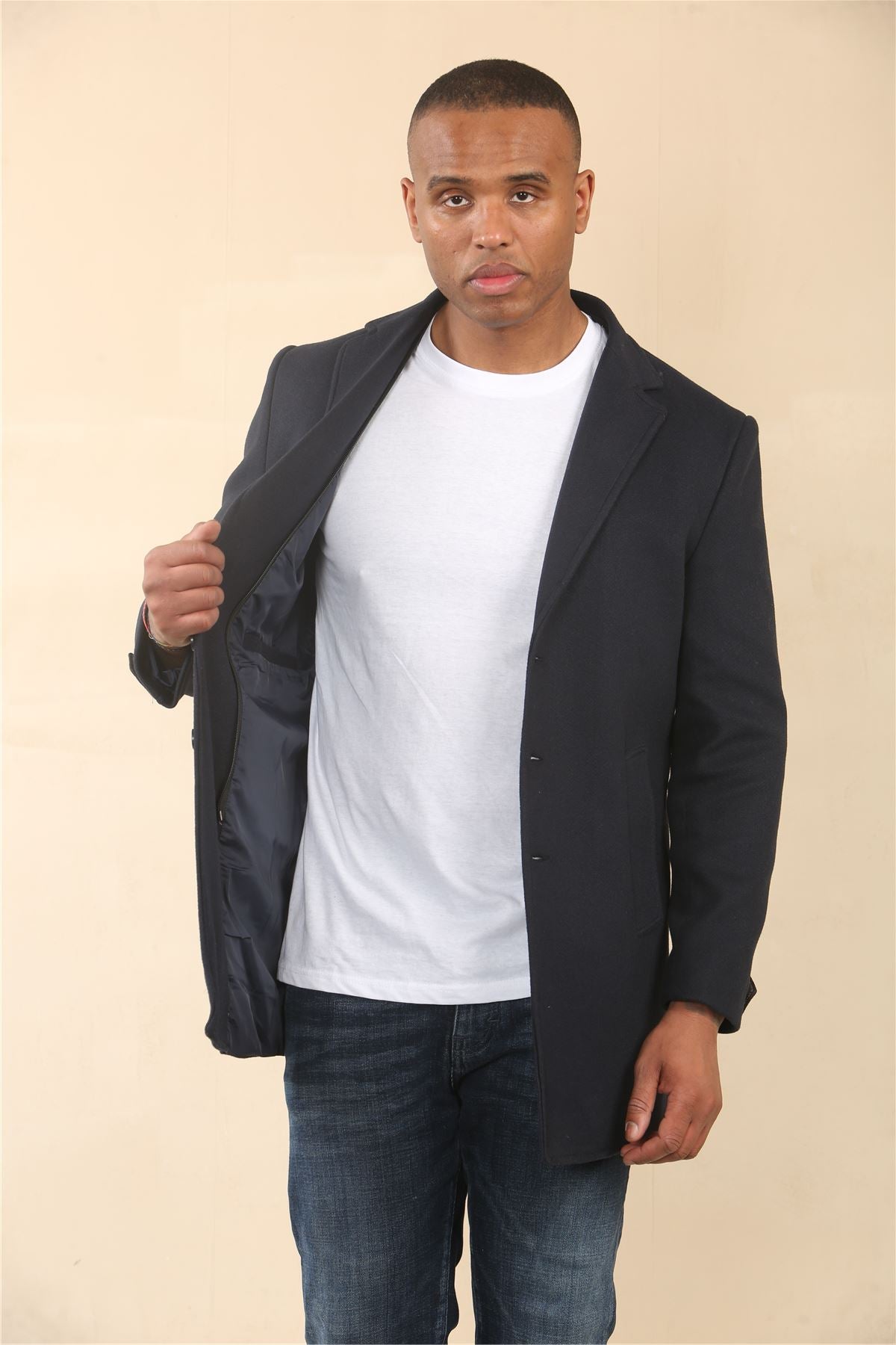 Men's Hooded Wool Blend Classic Overcoat