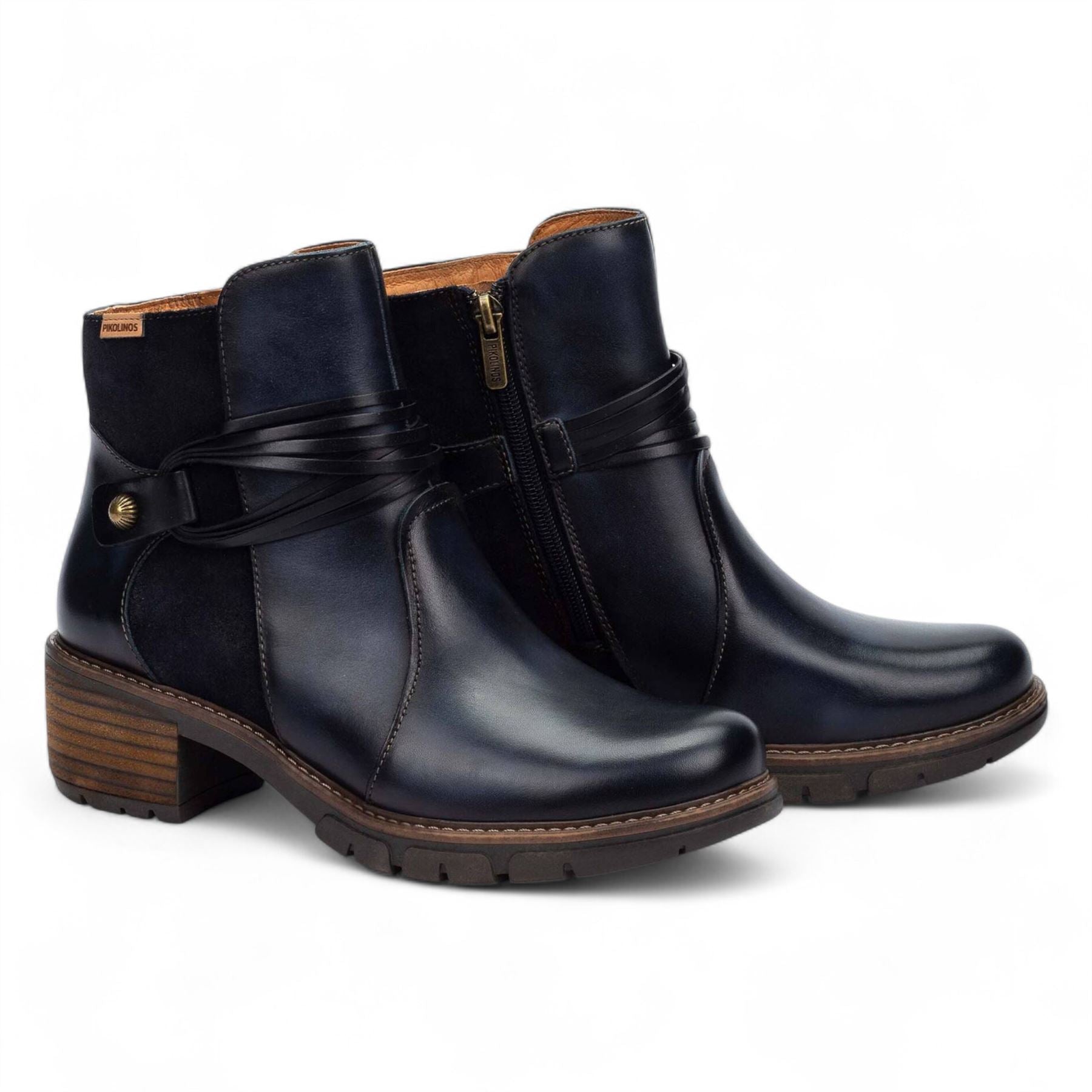 San Sebastian - Women's Blue Leather Ankle Boots