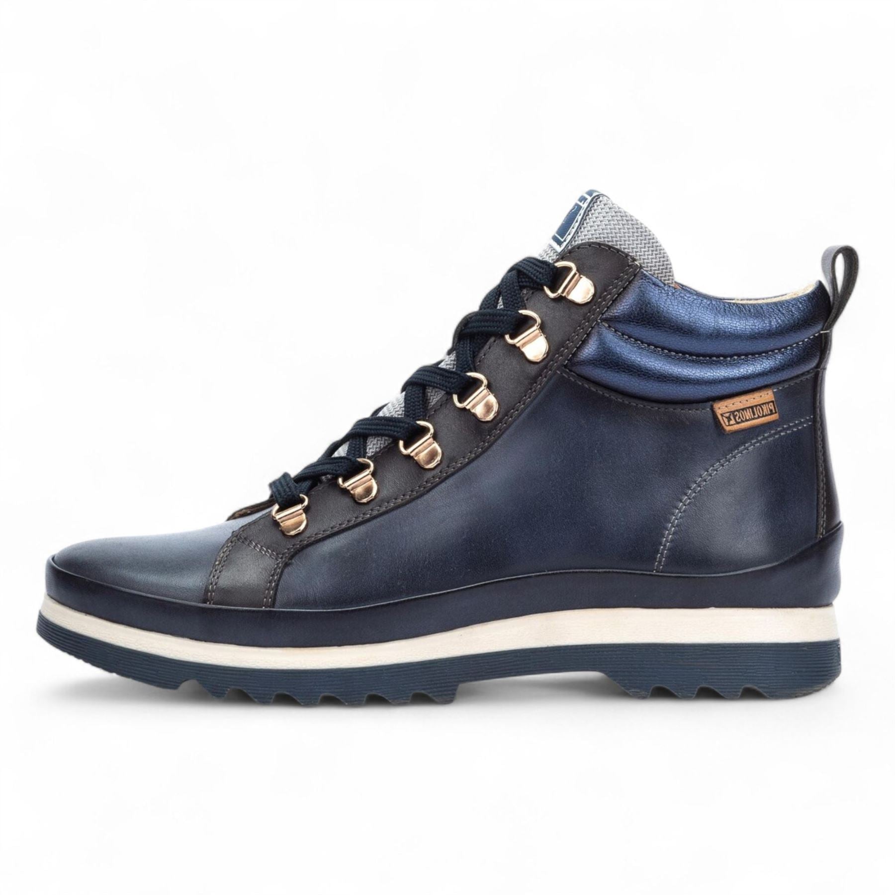 Vigo - Women’s Blue Leather Ankle Trainers Boots