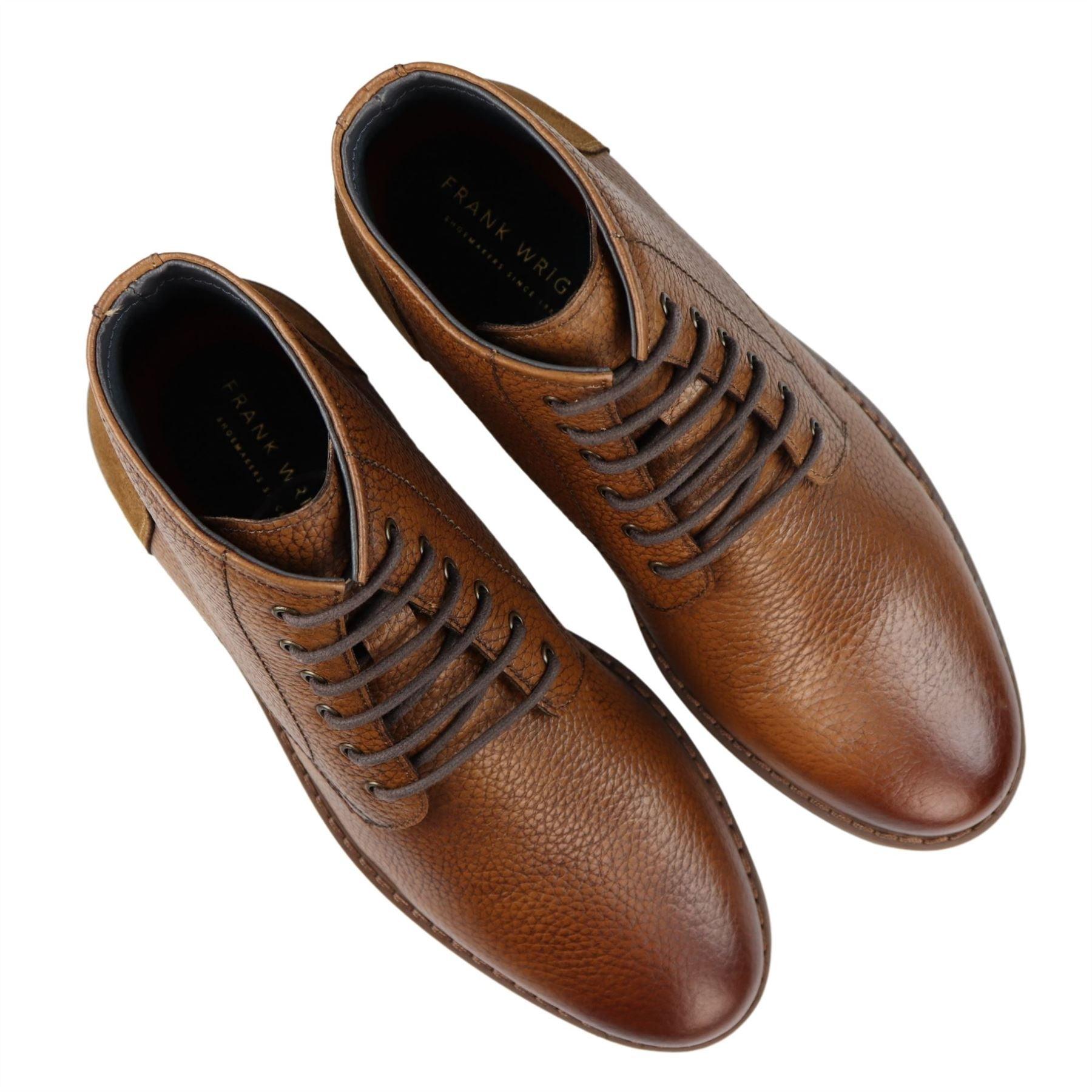 Mens Round Toe Laced Boots Black Tan Brown Real Leather Smart Casual Dress - Knighthood Store