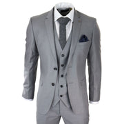 Mens Light Grey 3 Piece Suit Classic Stitch Wedding Summer Prom Classic Grooms