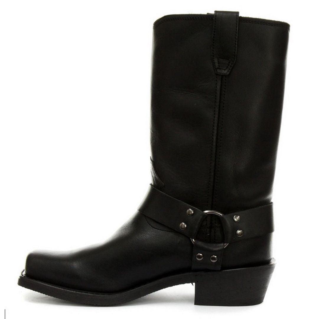 Unisex Real Leather Hi Biker Boots Rock Punk Grinders Buckle Cowboy Riding - Knighthood Store