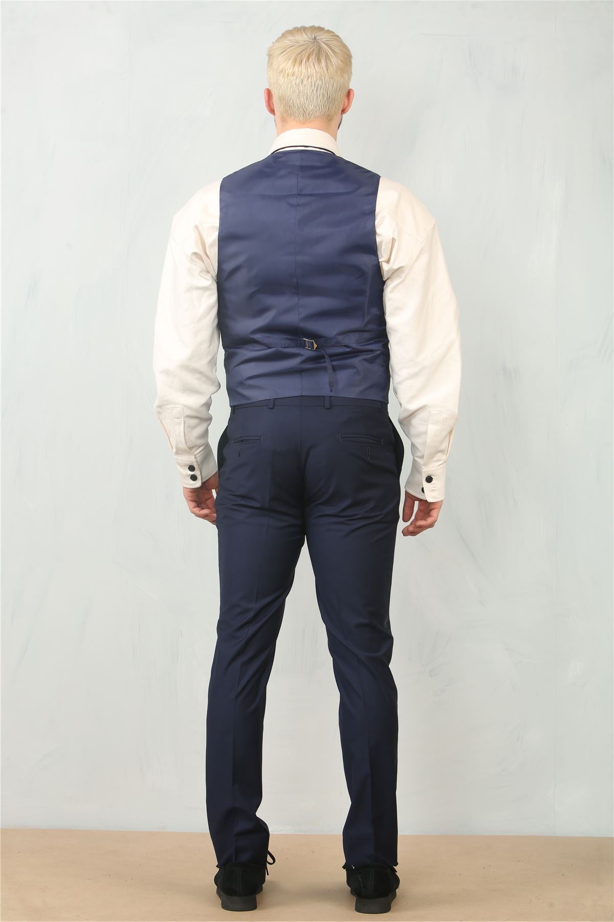 IM30 - Men's Navy 3 Piece Stitch Lapel Formal Suit