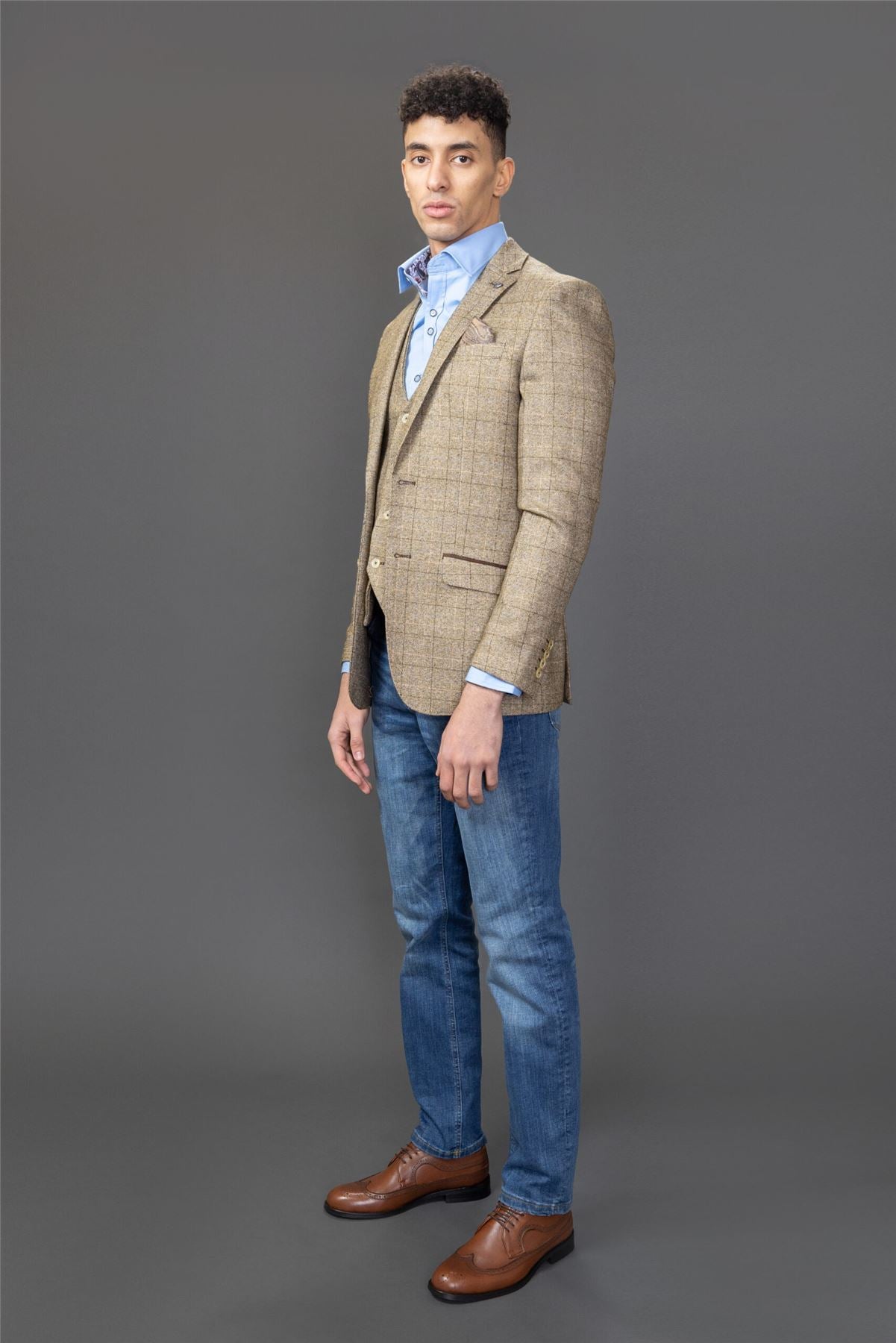 Men's Blazer Brown Check Sport Coat Slim Fit