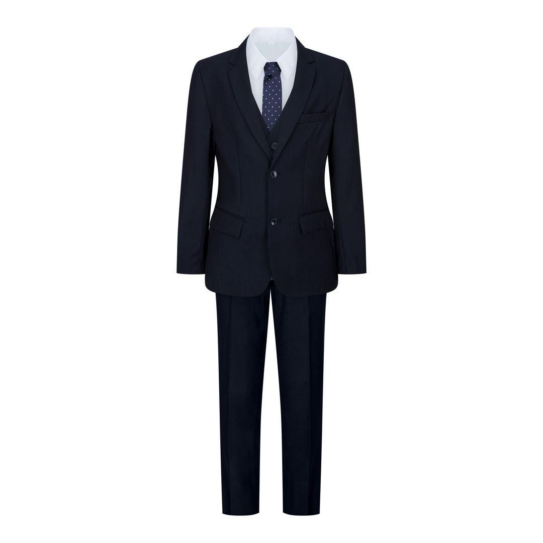 Boys Navy Blue 5 Piece Suit Blazer Waistcoat Shirt Tie Trousers Wedding Party - Knighthood Store