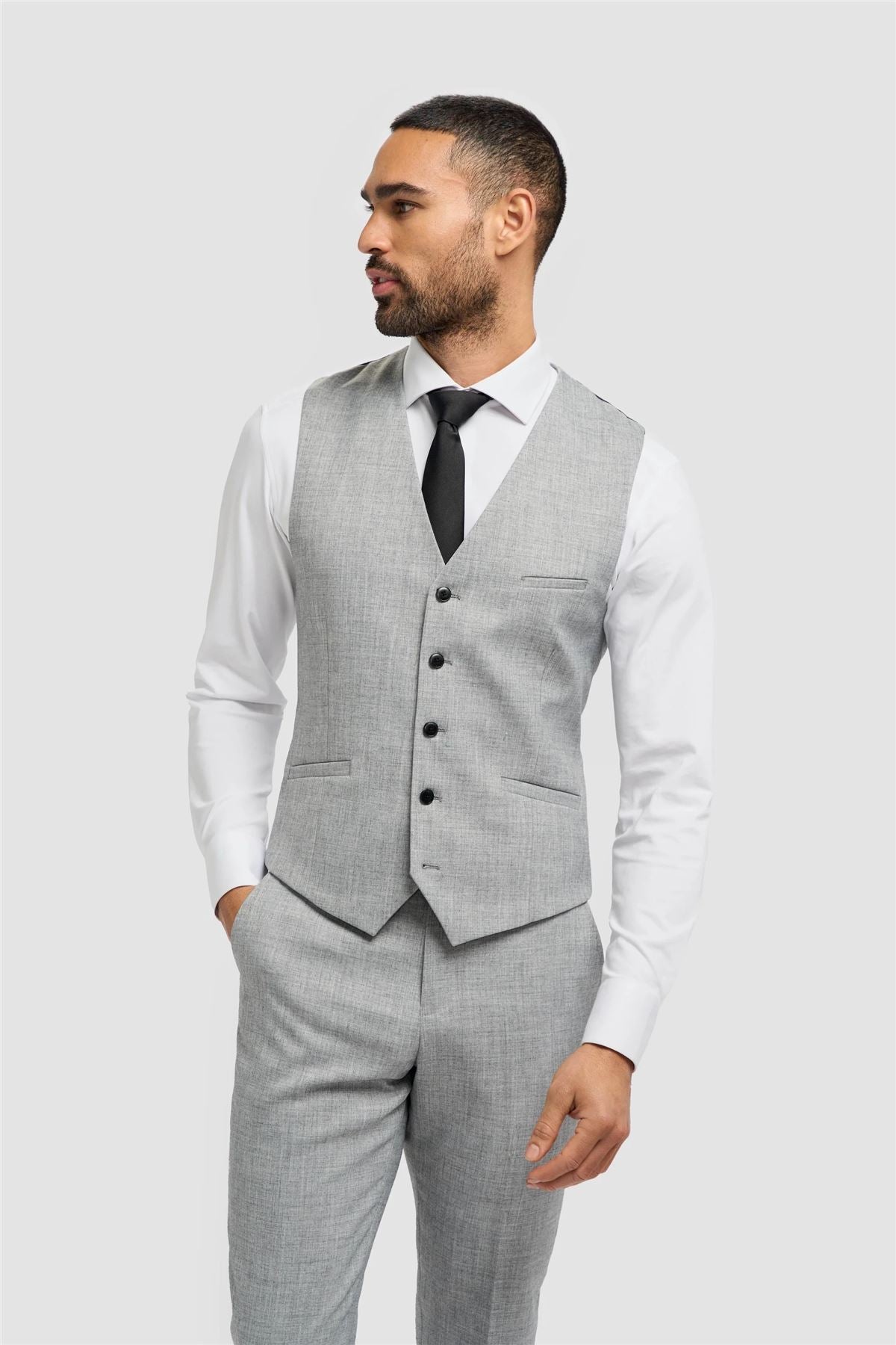 Men's Suit Grey 3 Piece Tailored Fit Formal Classic Gent Dress