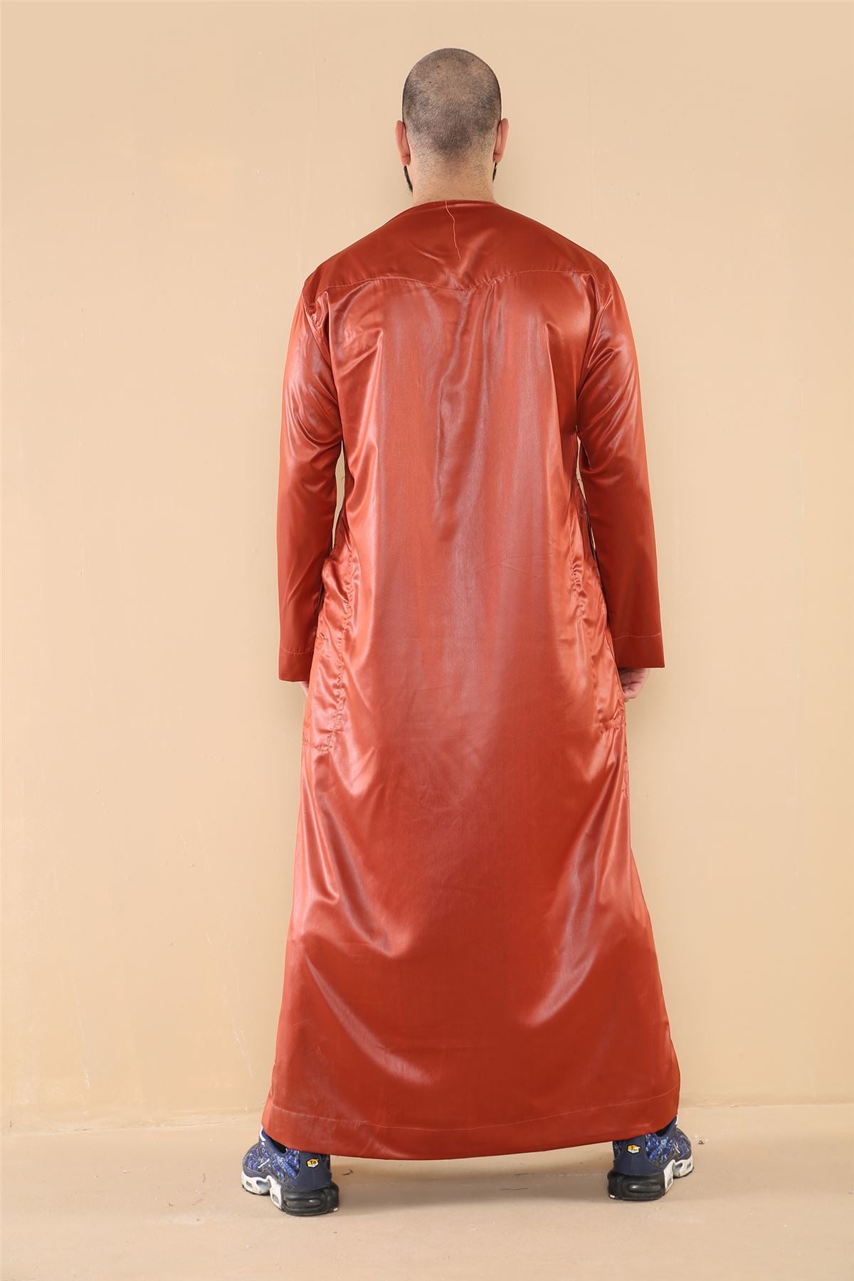 Mens Thobe Jubba Islamic Clothing Muslim Kaftan Emirati Omani Robe Satin Shiny