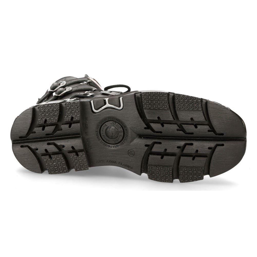 New Rock New Rock 591-s1 Red Flame Metallic Black Leather Boot Biker Goth Boots - Knighthood Store