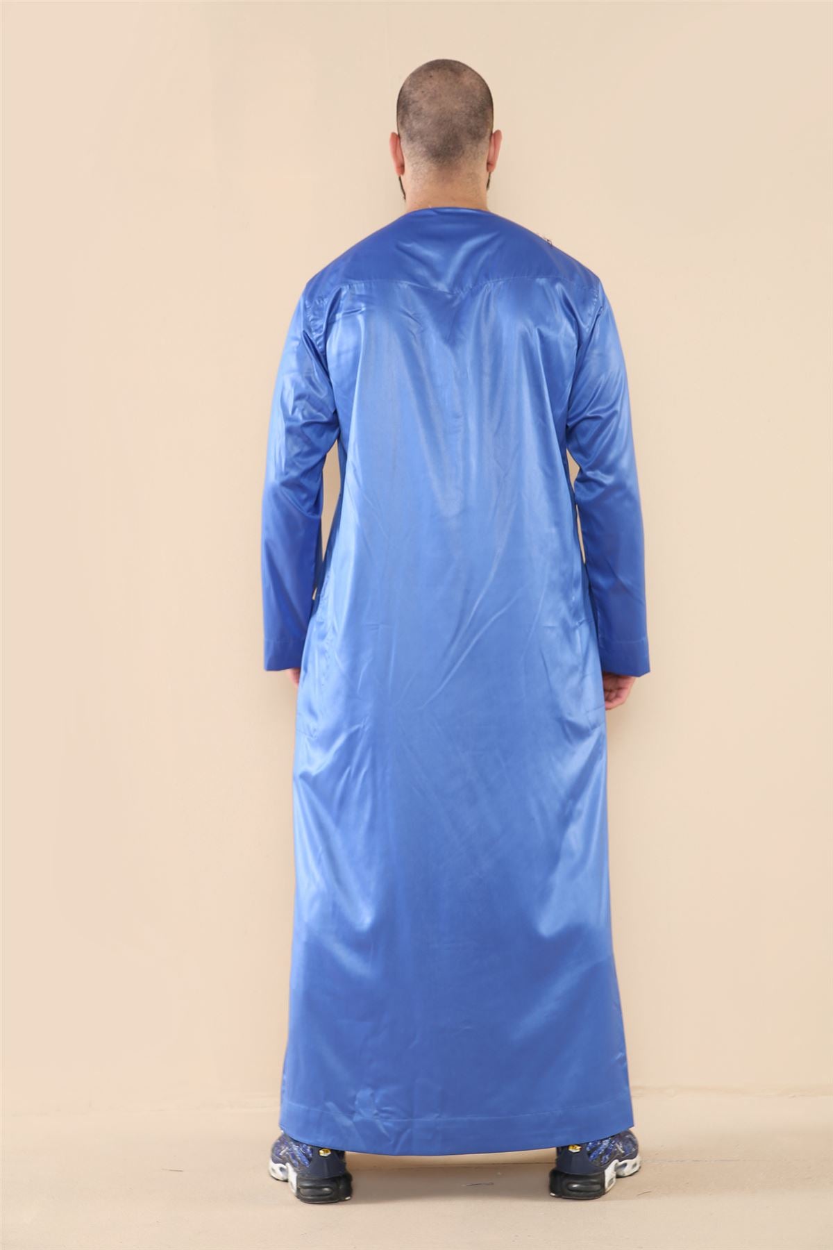 Mens Thobe Jubba Islamic Clothing Muslim Kaftan Emirati Omani Robe Satin Shiny