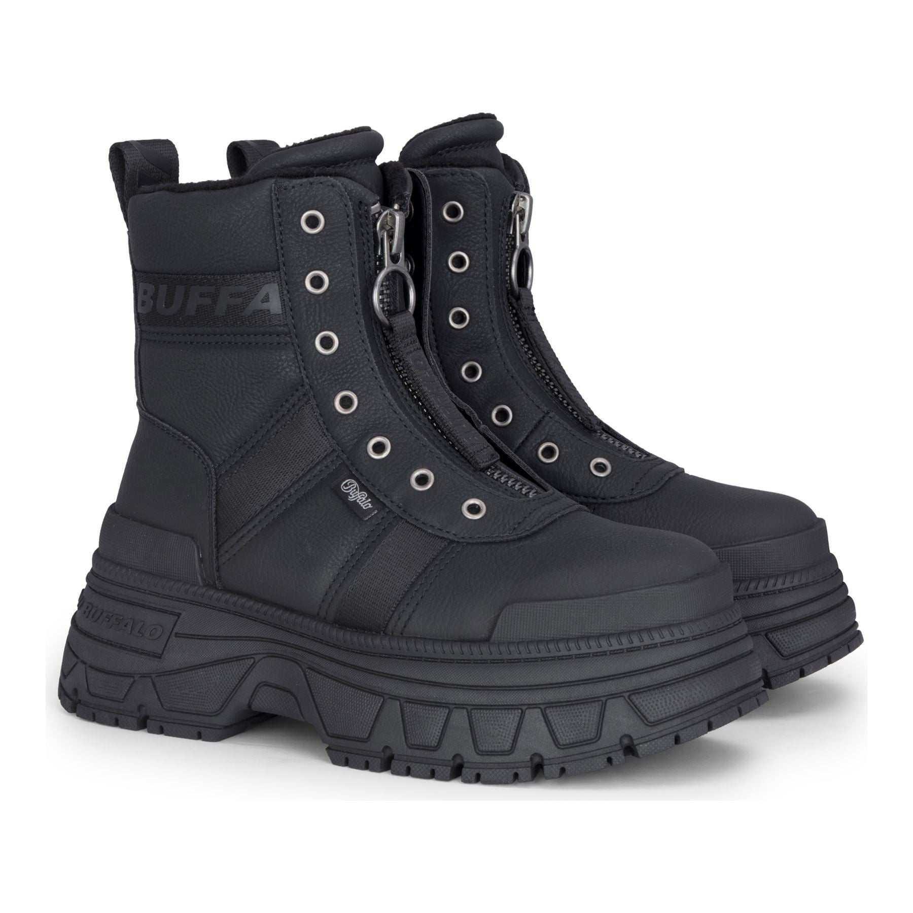 FUSION FRONT ZIP - Women’s Black Front-Zip Platform Boots