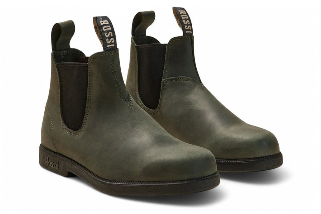 Booma 607 - Olive Green Leather Chelsea Boots