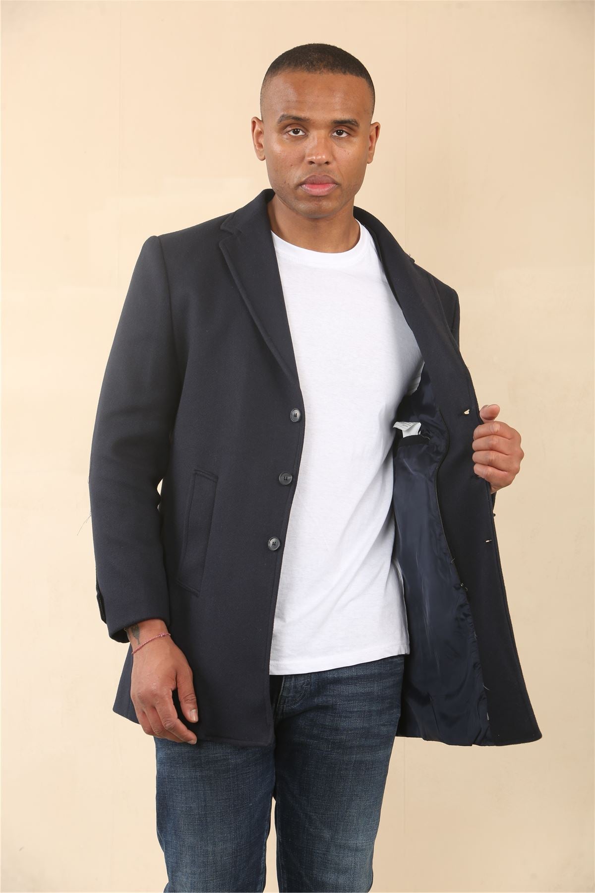 Men's Hooded Wool Blend Classic Overcoat