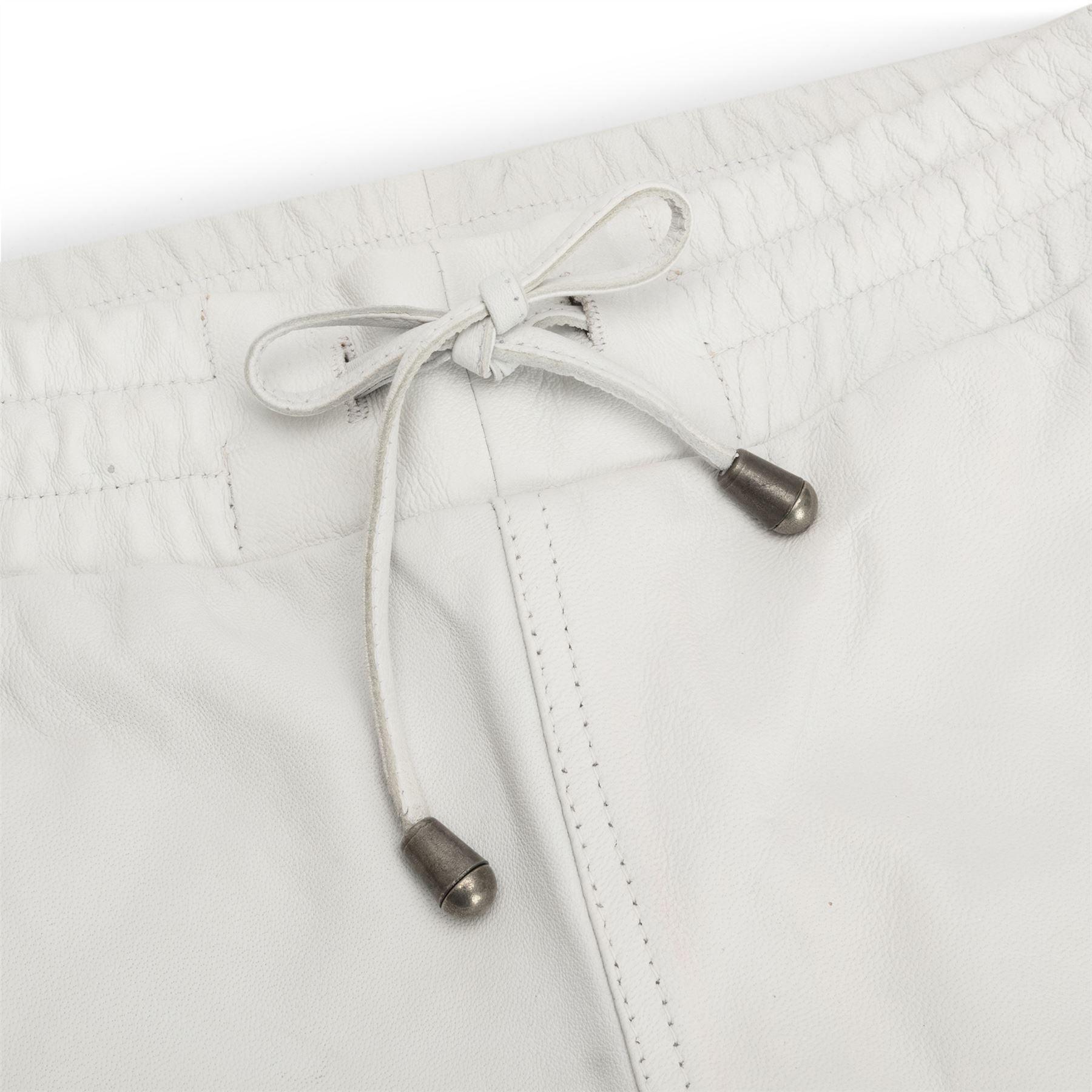 Womens Real Leather Jogger Jeans Trousers Elasticated Casual Retro 1980s - Knighthood Store