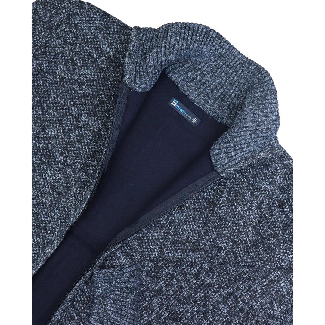 Mens Jumper Jacket Fleece Fur Lined Cardigan Knitted Warm Winter Casual Zipped - Knighthood Store