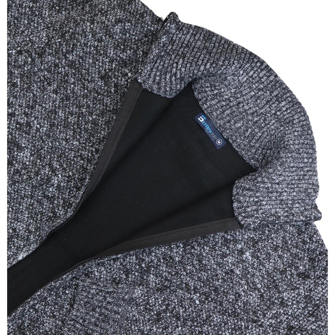Mens Jumper Jacket Fleece Fur Lined Cardigan Knitted Warm Winter Casual Zipped - Knighthood Store