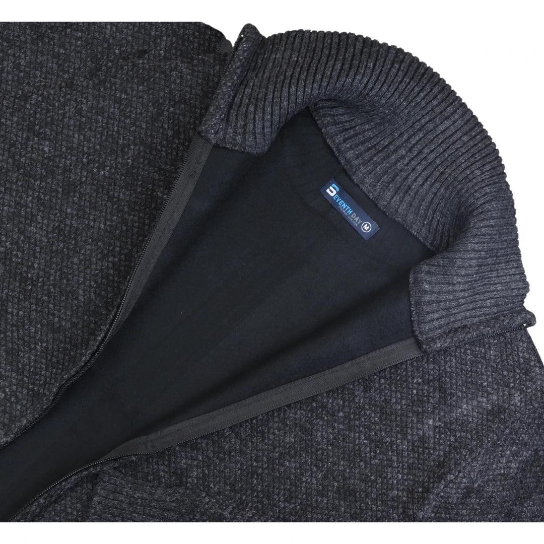 Mens Jumper Jacket Fleece Fur Lined Cardigan Knitted Warm Winter Casual Zipped - Knighthood Store