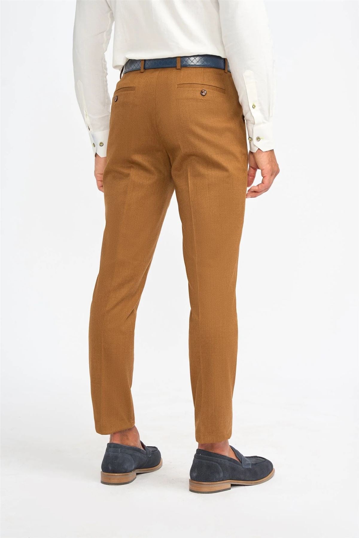 Men's Camel Brown Trousers Wool Formal Suit Pants