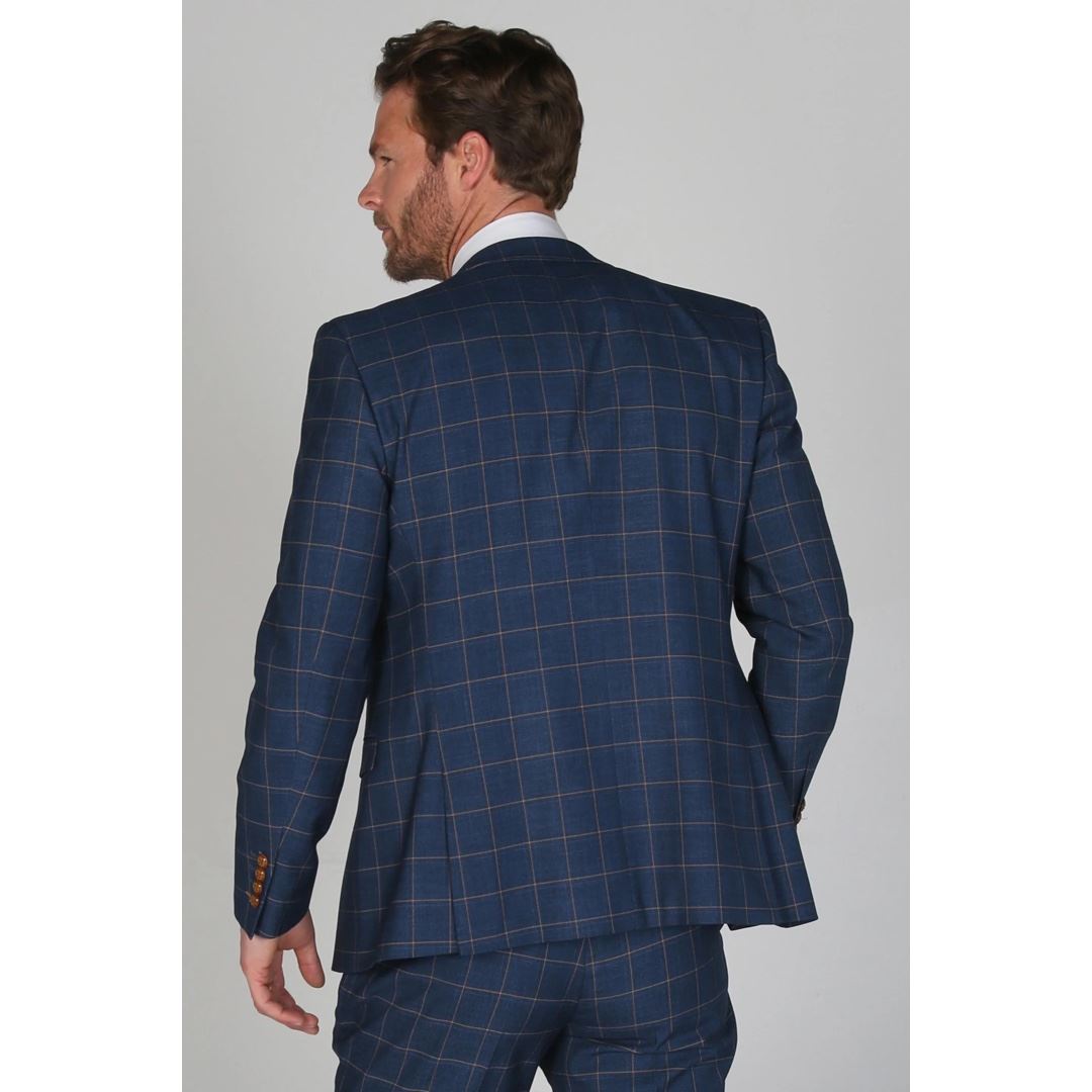Men's Blue Blazer Check Formal Wedding Prom