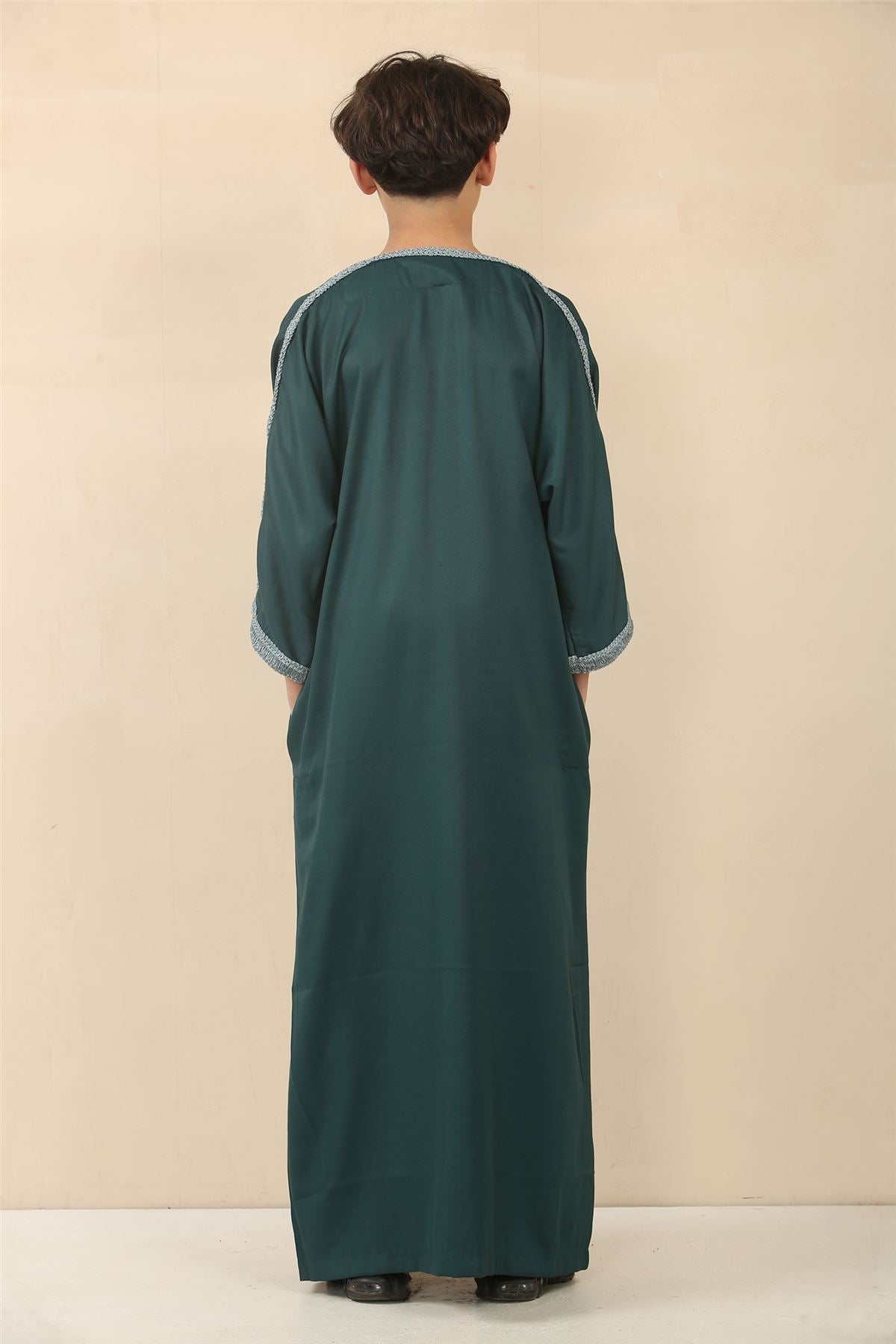 Boys Moroccan Thobe Short Sleeve Gandoura Embroidery Kaftan