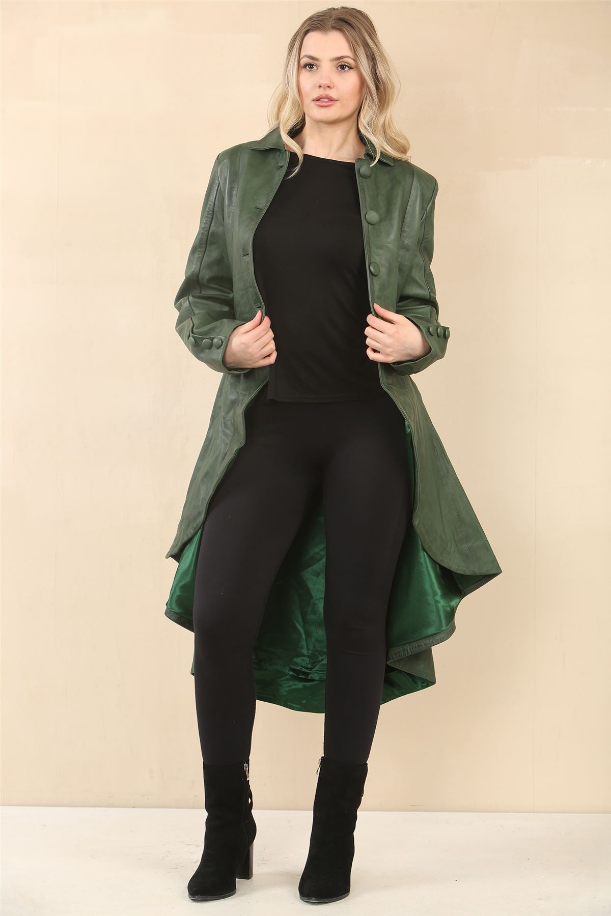 Women's Gothic Full Length Victorian Leather Coat