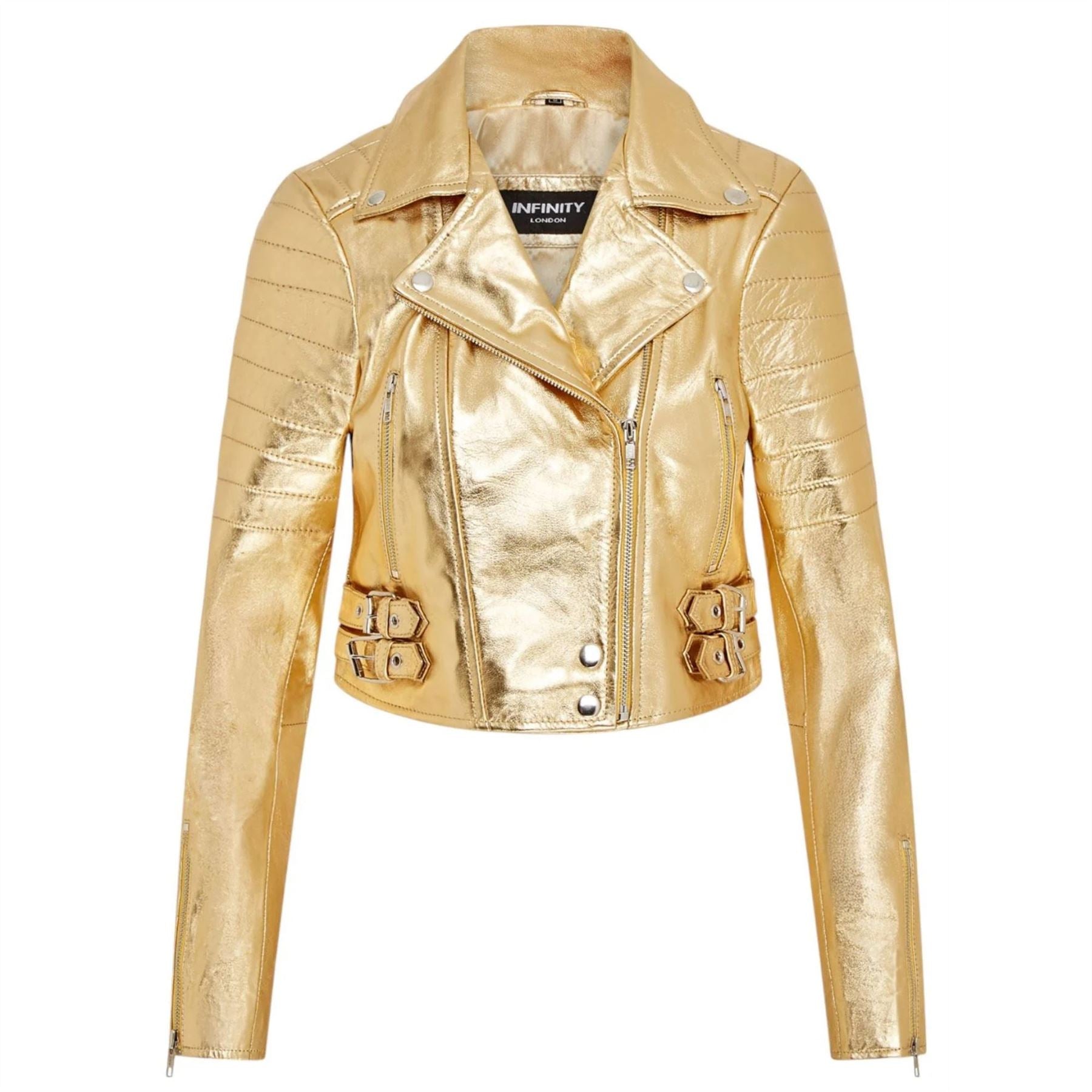 Women's Real Leather Short Cropped Length Biker Jacket