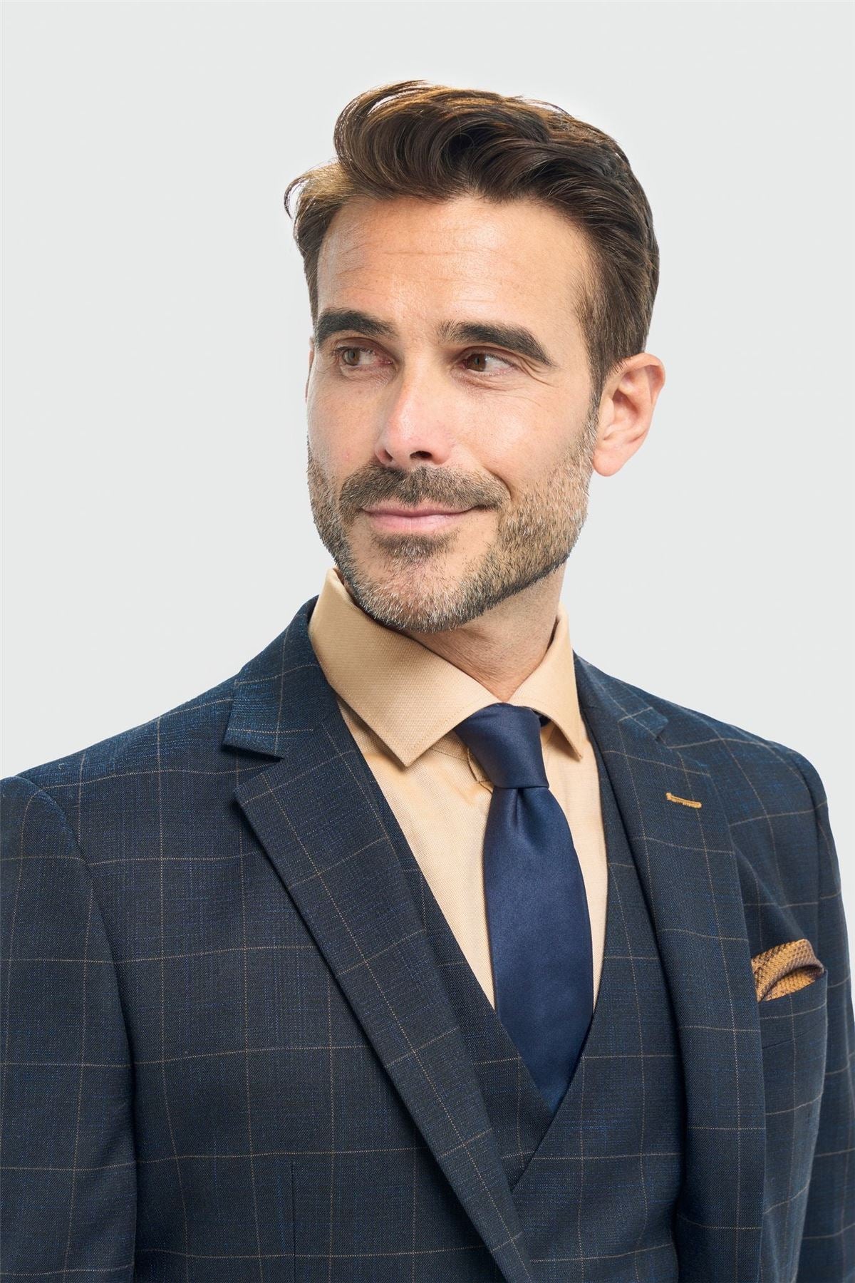 Men's Blazer Navy Check Sport Coat Plaid Tailored Fit Suit Jacket