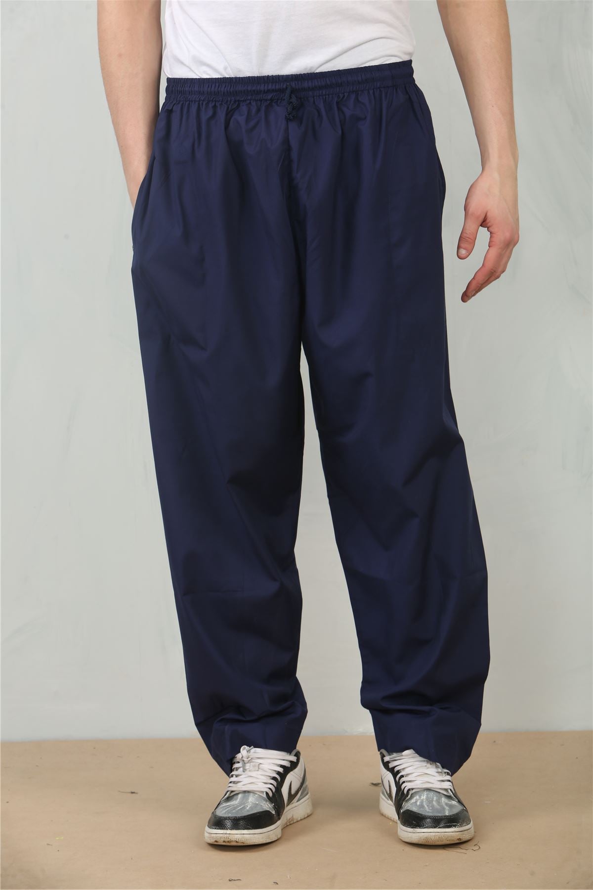 Men's Navy Comfort Thobe Trousers Pants Lounge Elasticated Zip Pockets Premium Quality
