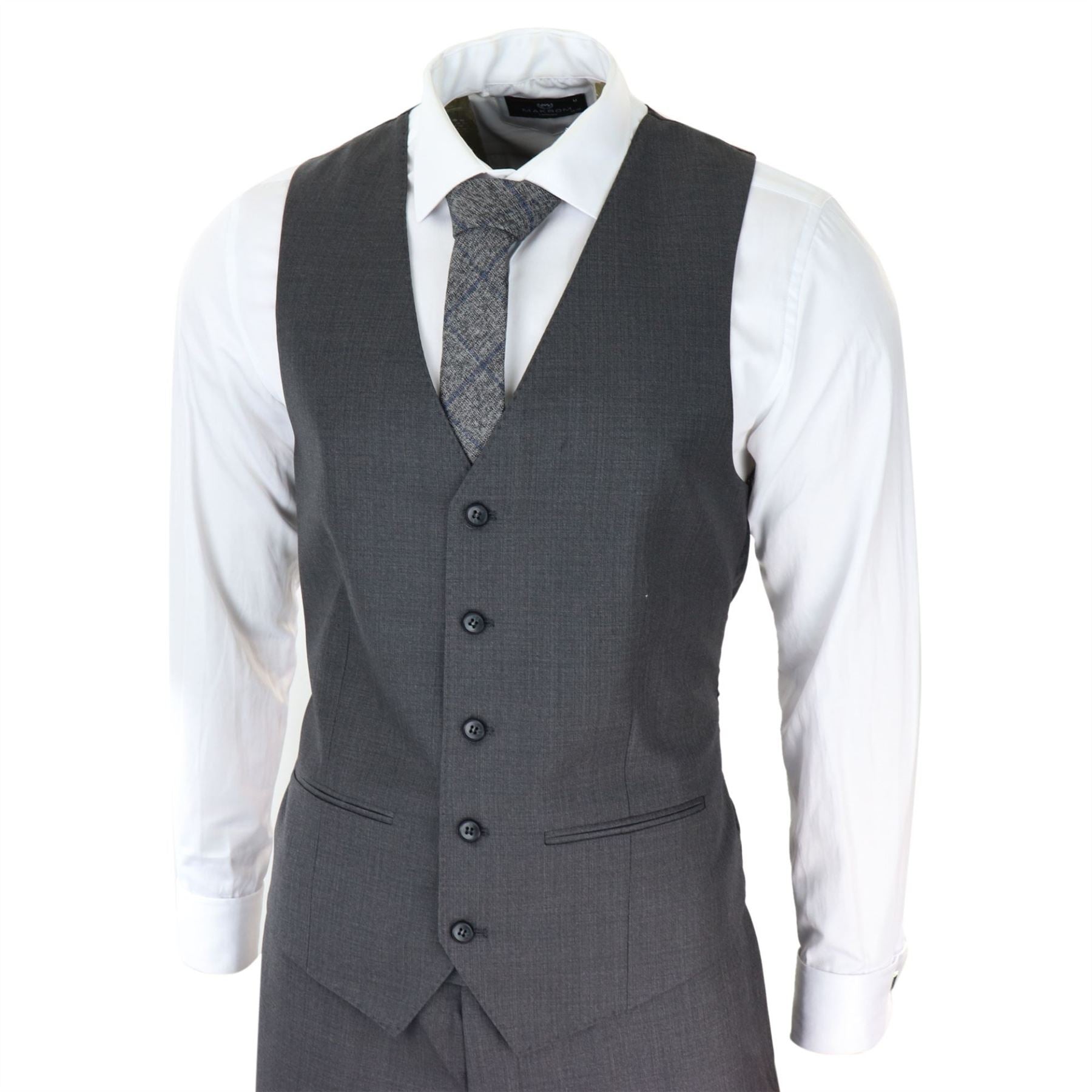 Mens Dark Grey Charcoal 3 Piece Suit Classic Stitch Wedding Summer Prom Classic