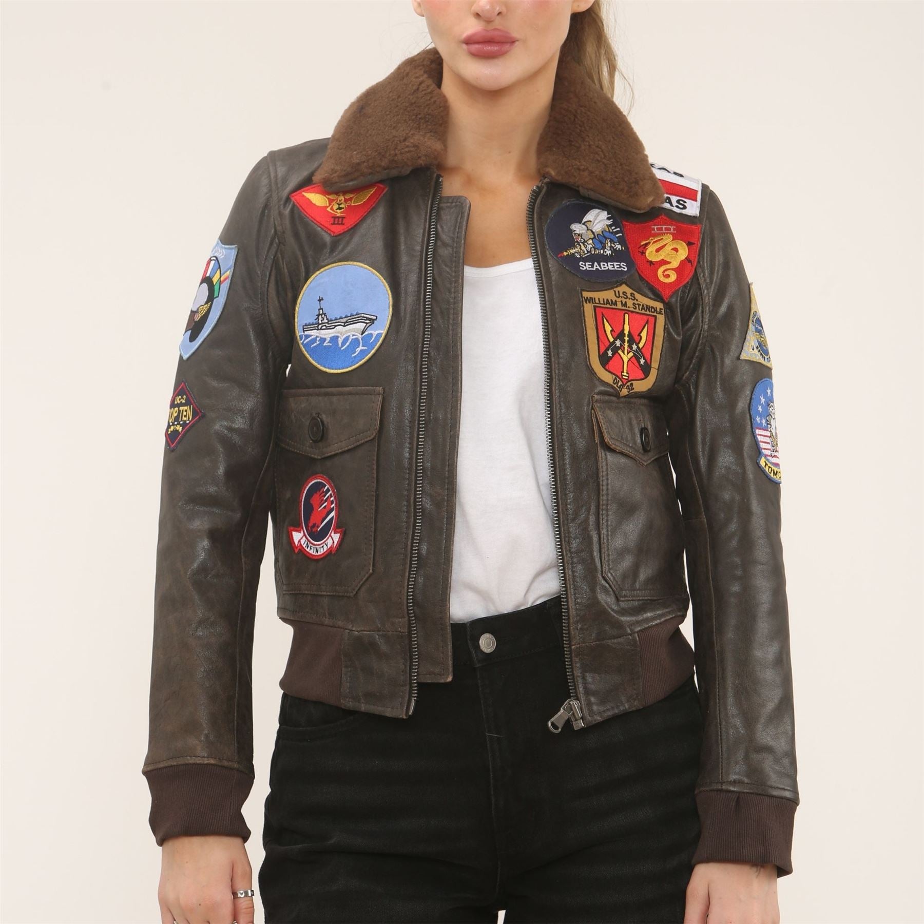 Women's Real Leather Air Force A2 Flight Bomber Jacket