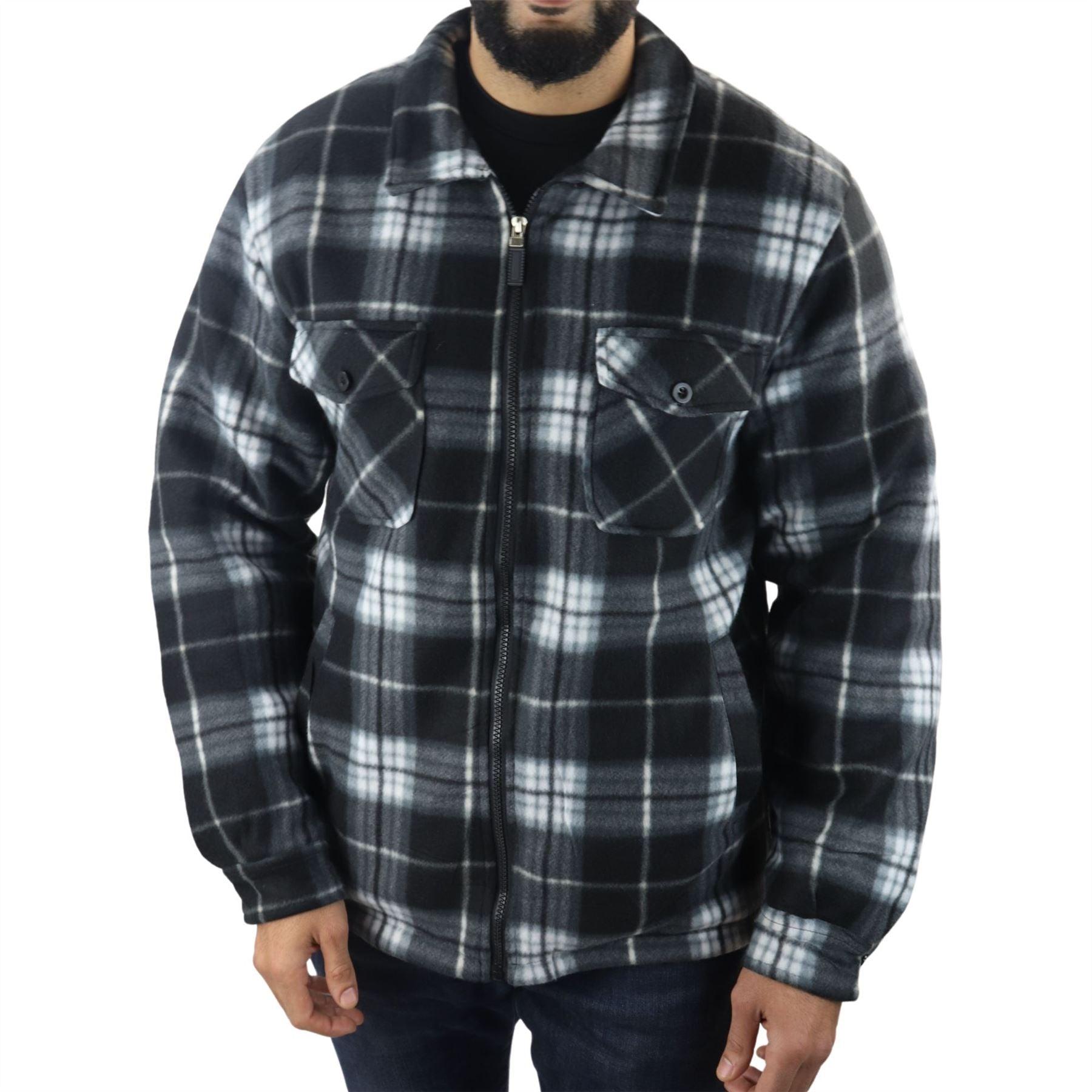 Men's Jumper Thermal Fleece Fur Lined Lumberjack Zipped Check Winter Shirt - Knighthood Store