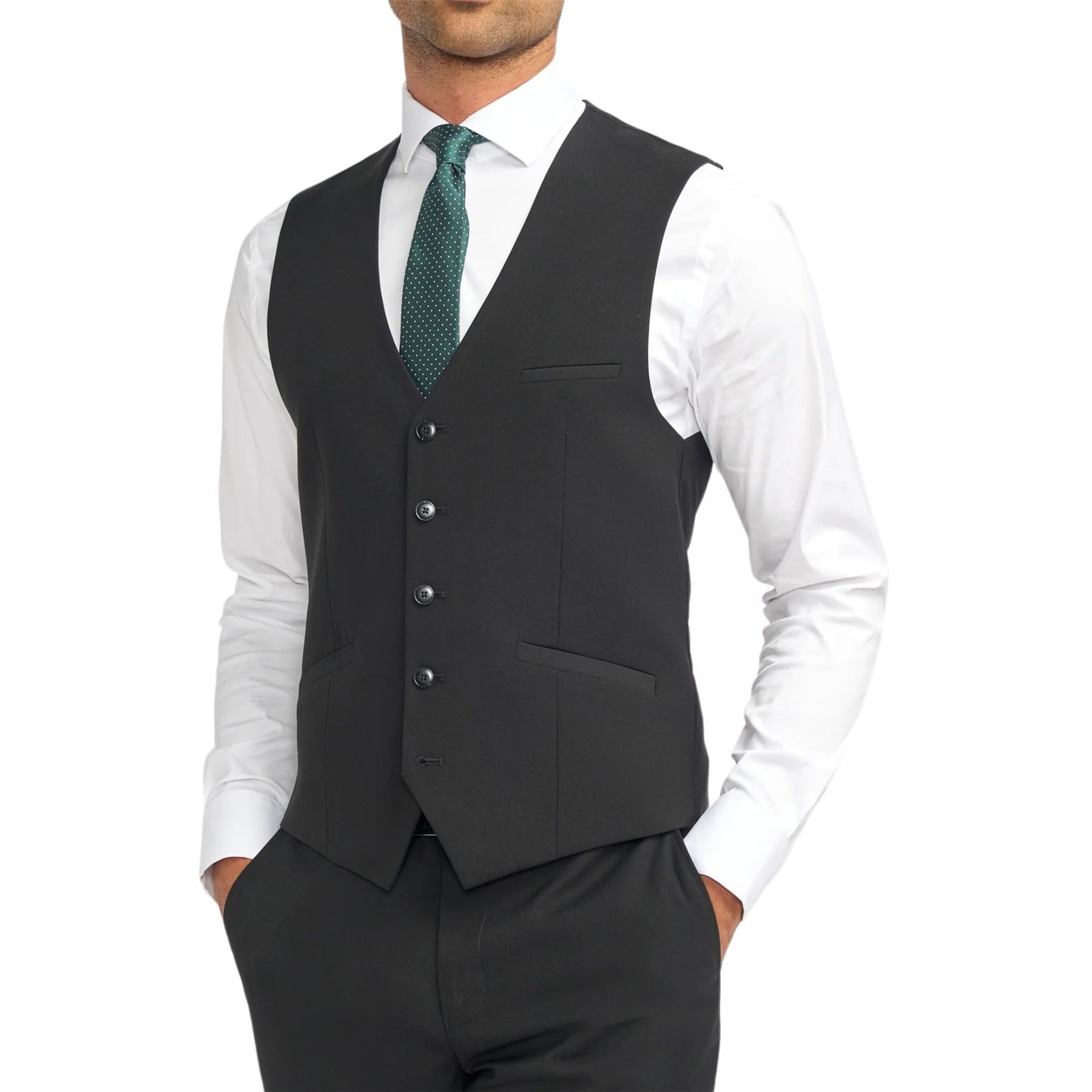 Men's Waistcoat Black Tailored Fit Formal Vests