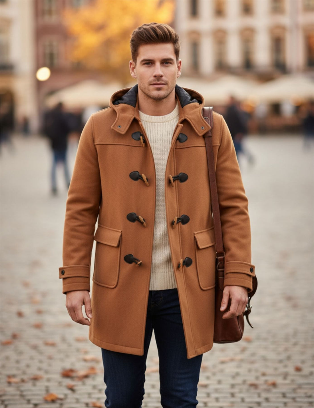 Men's Classic Toggle Fastener Hooded Duffle Coat