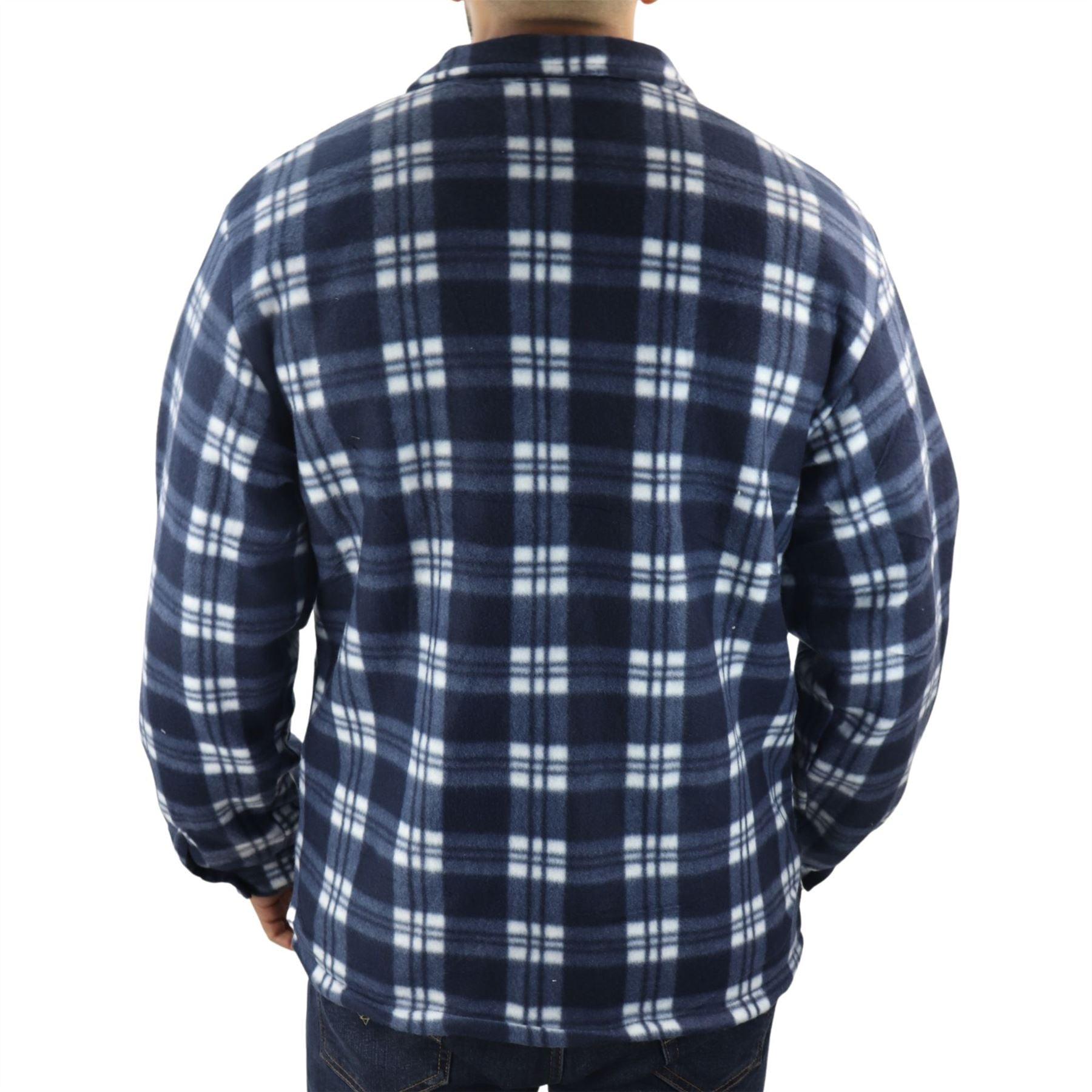 Men's Jumper Thermal Fleece Fur Lined Lumberjack Zipped Check Winter Shirt - Knighthood Store
