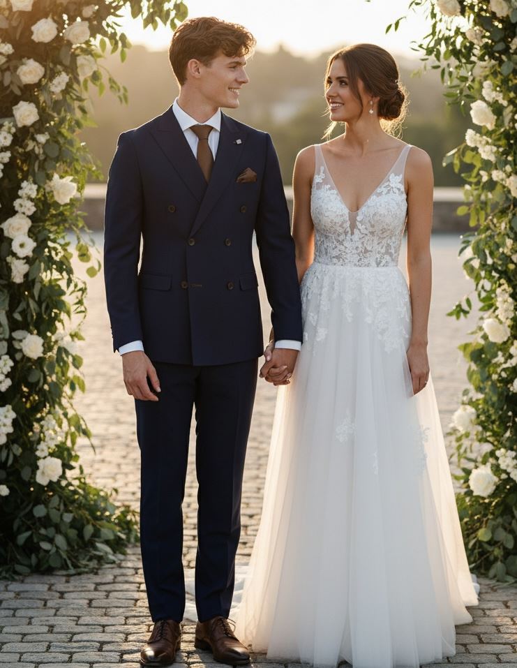 Mayfair - Men's Navy Birdseye Double Breasted Blazer