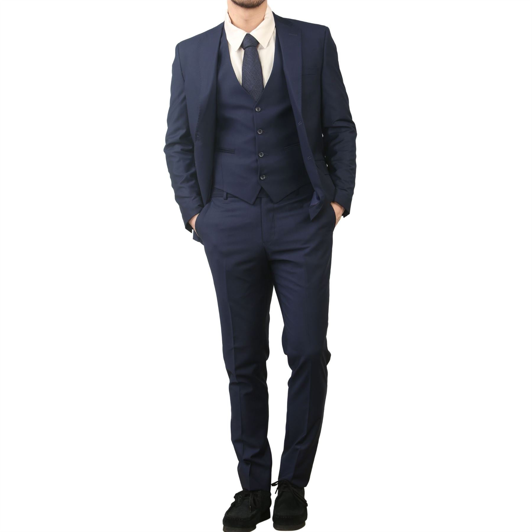 IM30 - Men's Navy 3 Piece Stitch Lapel Formal Suit