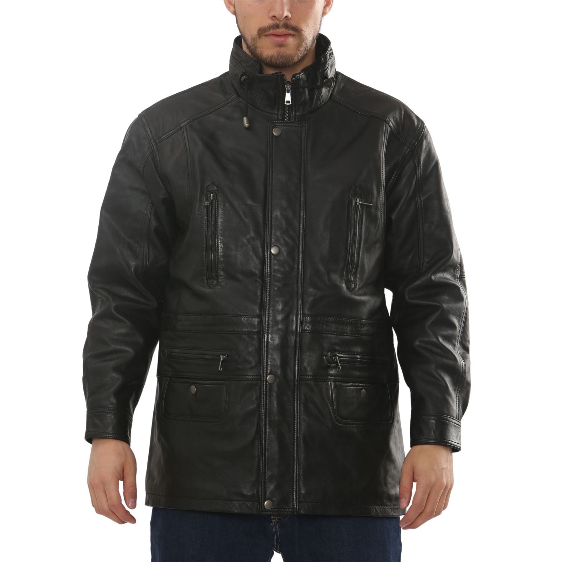 Men's Lambskin Leather Mid Length Jacket