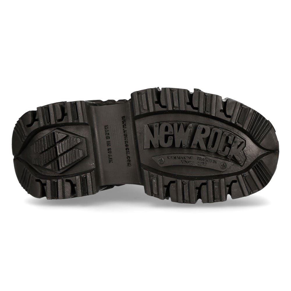 New Rock M-MILI084N-S5 Unisex Black 100% Leather Platform Military Boots - Knighthood Store