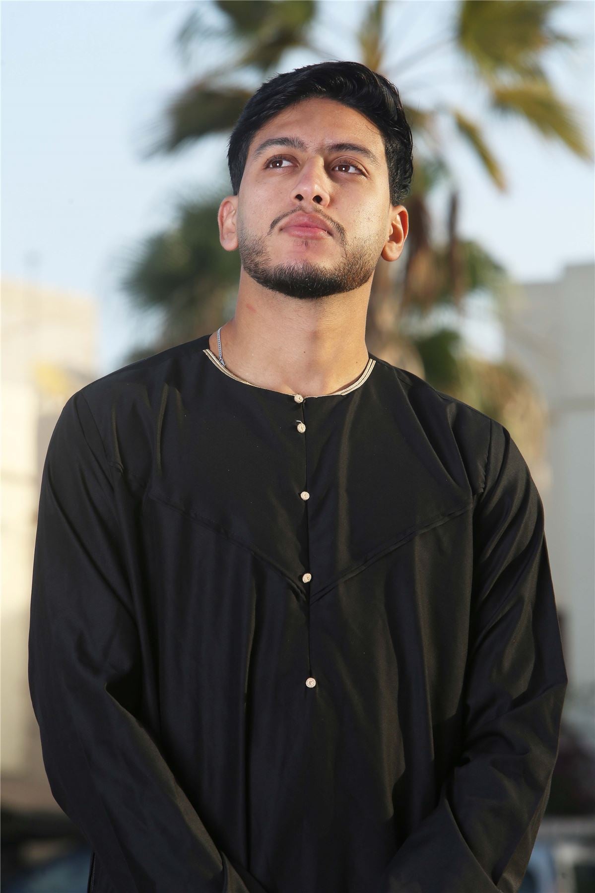 Men's Thobe Emirati Omani Jubba Islamic Clothing Muslim Kaftan Eid Robe Arab Gold Embroidery