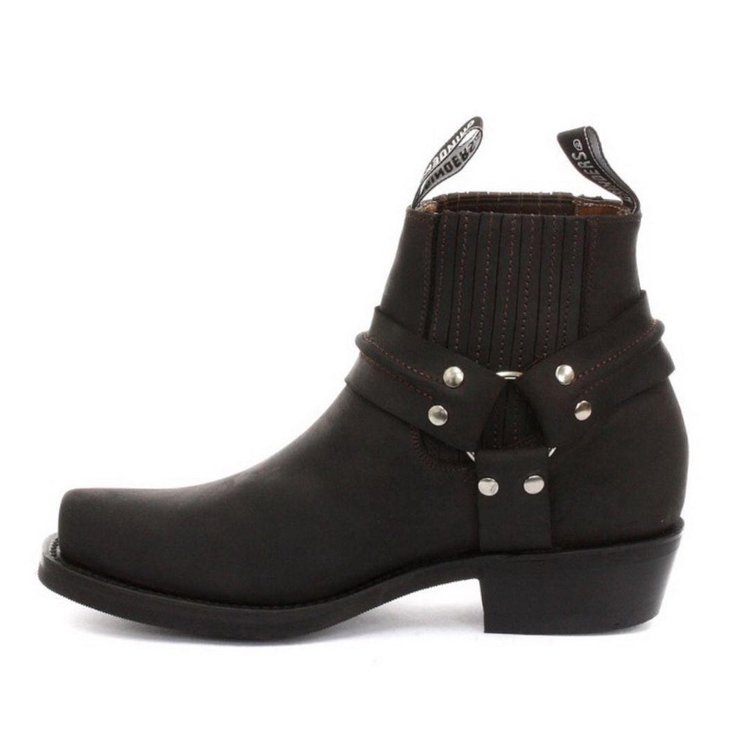 Unisex Real Leather Biker Ankle Boots Rock Punk Grinders Buckle Cowboy Riding - Knighthood Store