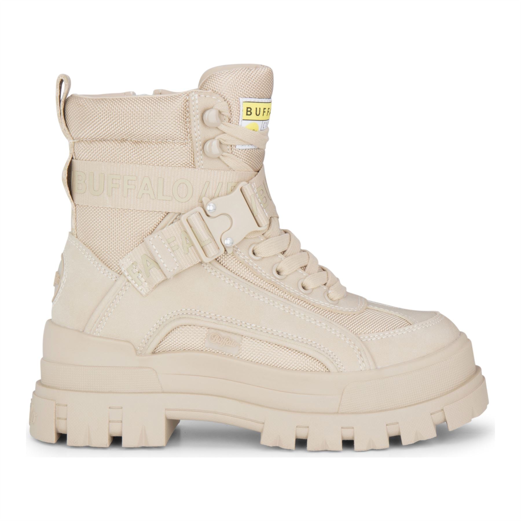 ASPHA COM1 - Women’s Beige Combat Platform Boots