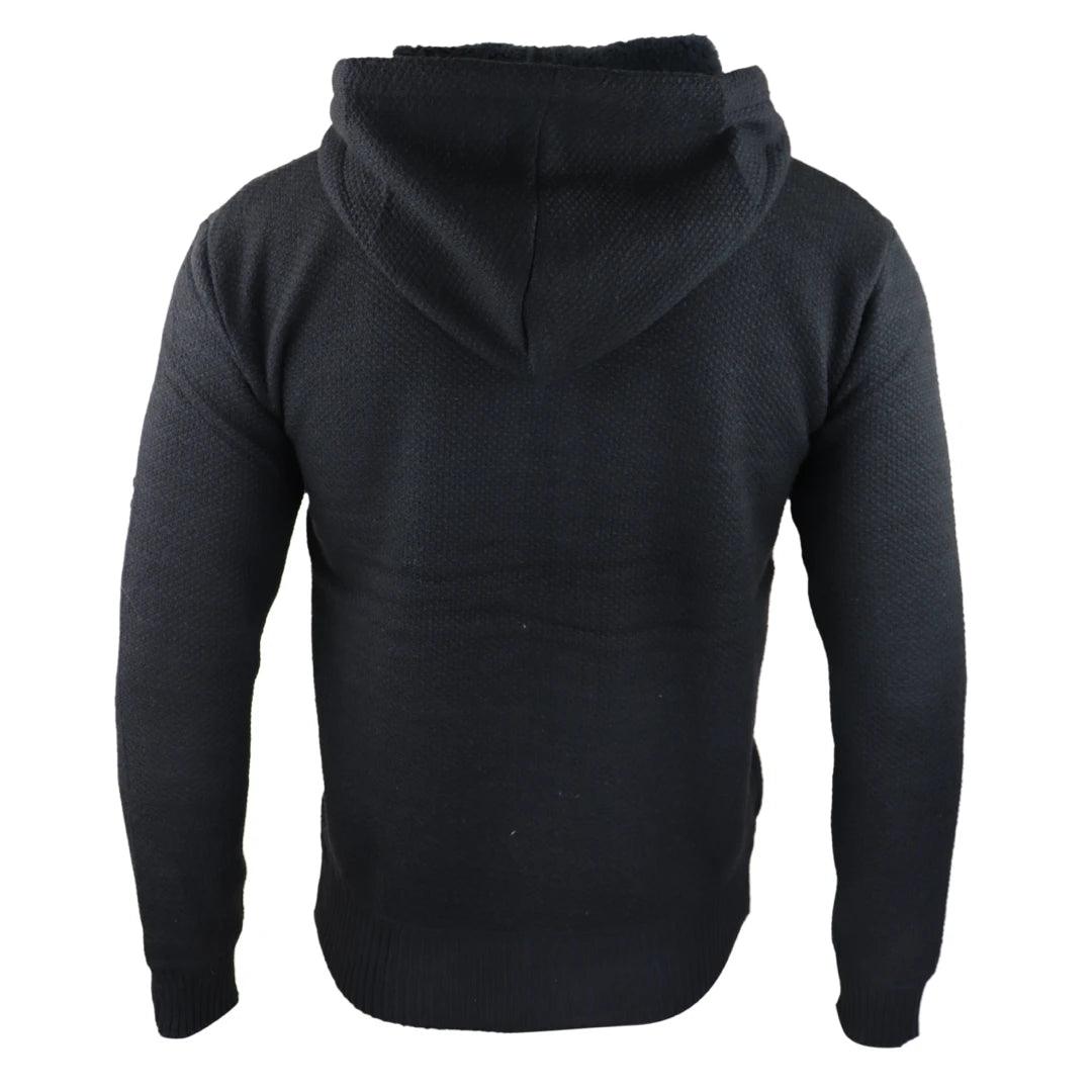 Mens Hoodie Jumper Jacket Fleece Fur Lined Top Knitted Warm Winter Casual Zipped - Knighthood Store