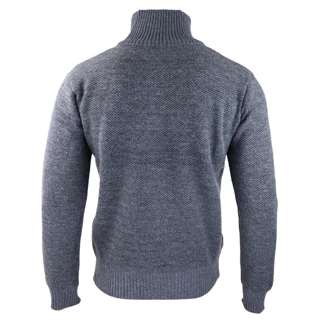 Mens Jumper Fleece Fur Lined Pullover Knitted Warm Winter Casual Half Zip - Knighthood Store