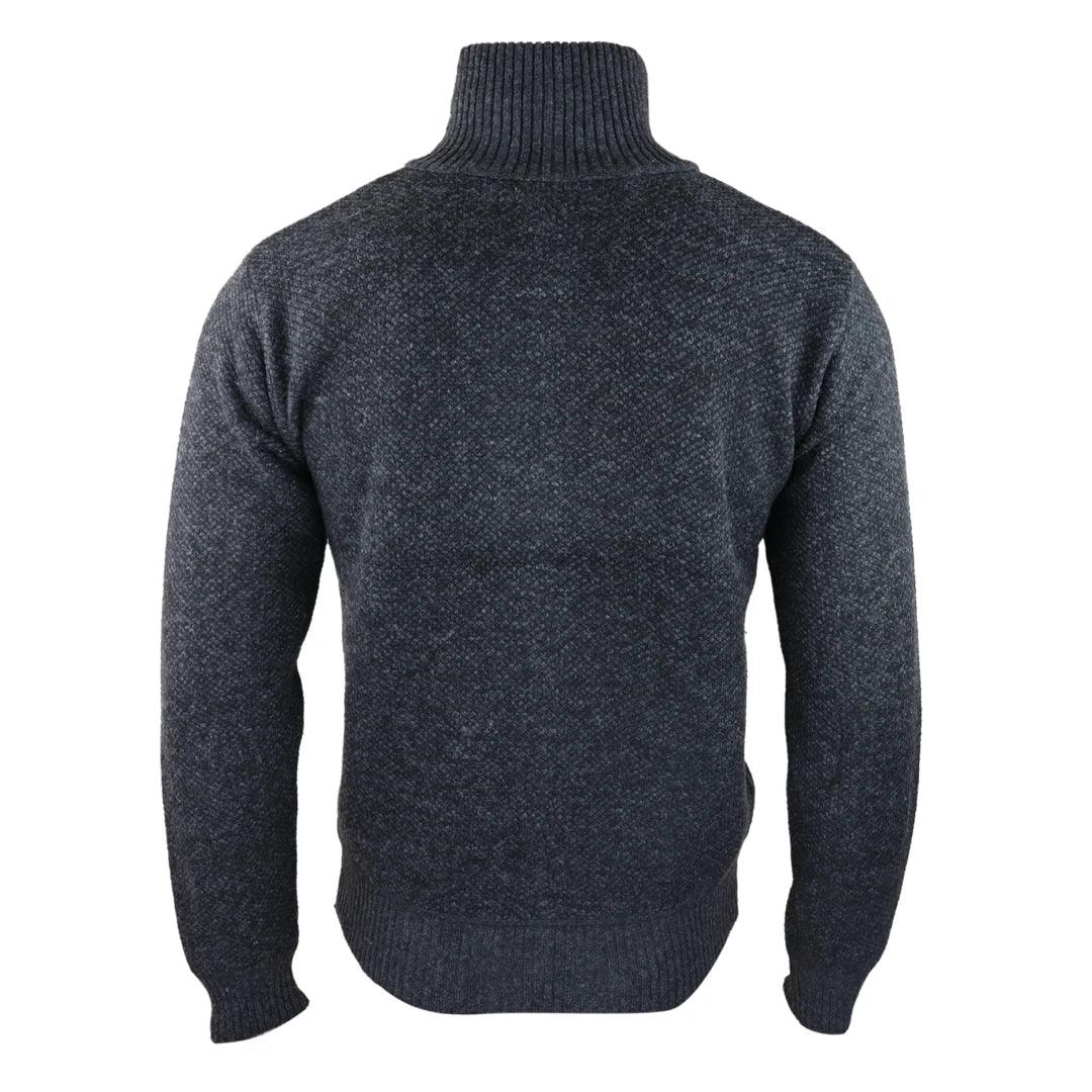 Mens Jumper Jacket Fleece Fur Lined Cardigan Knitted Warm Winter Casual Zipped - Knighthood Store