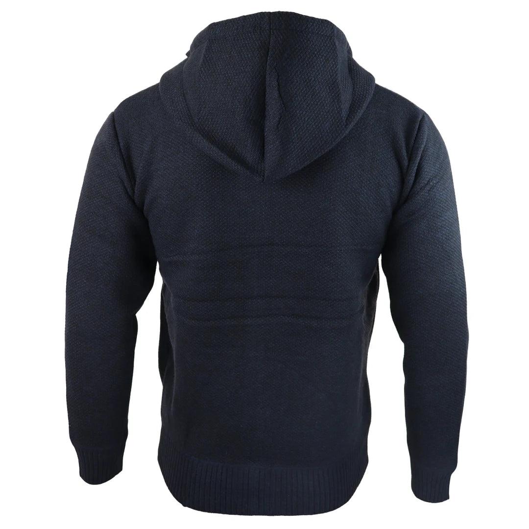 Mens Hoodie Jumper Jacket Fleece Fur Lined Top Knitted Warm Winter Casual Zipped - Knighthood Store