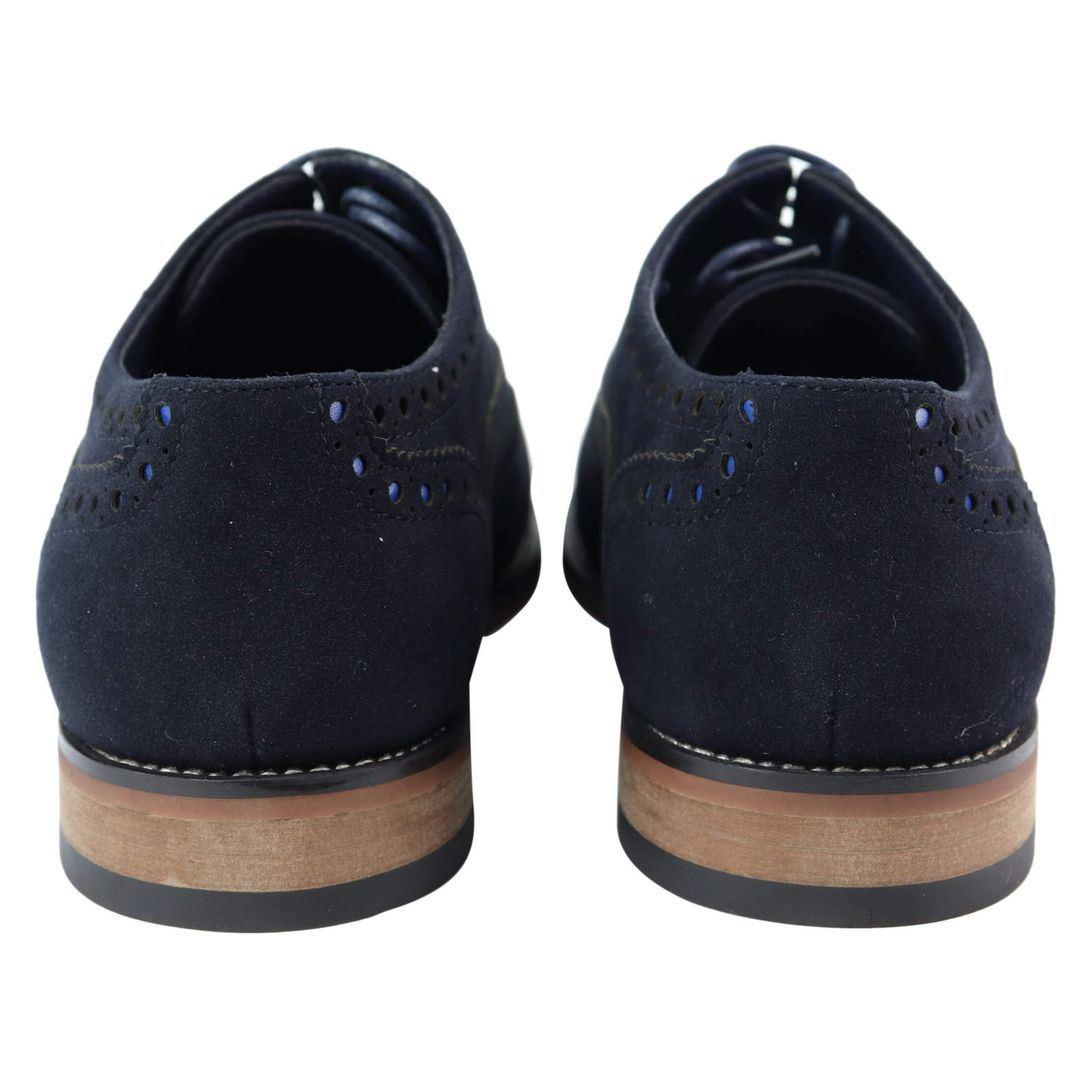 Mens Lace Real Suede Brogues Shoes Gatsby Classic 1920's Blue Brown Vintage - Knighthood Store