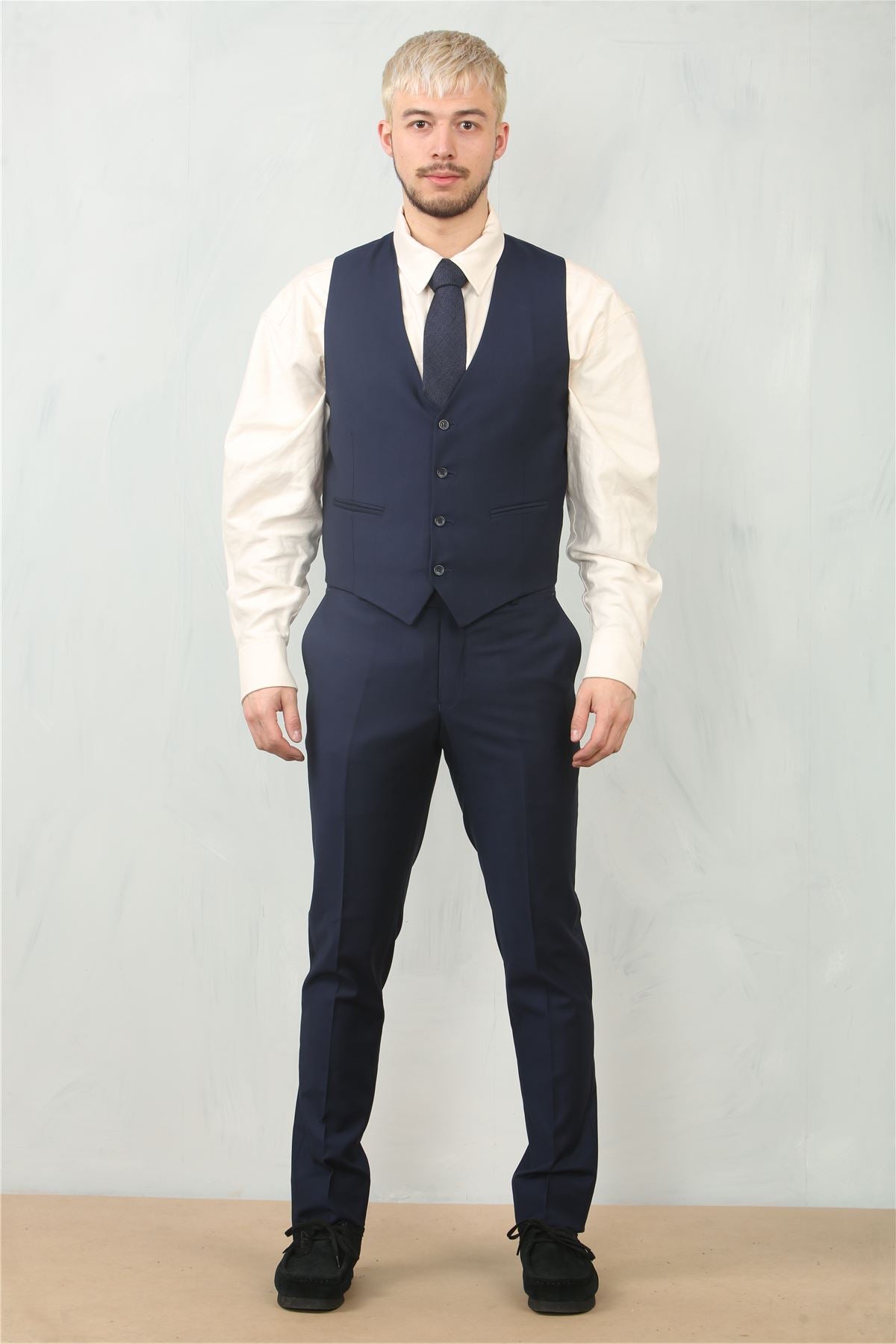 IM30 - Men's Navy 3 Piece Stitch Lapel Formal Suit