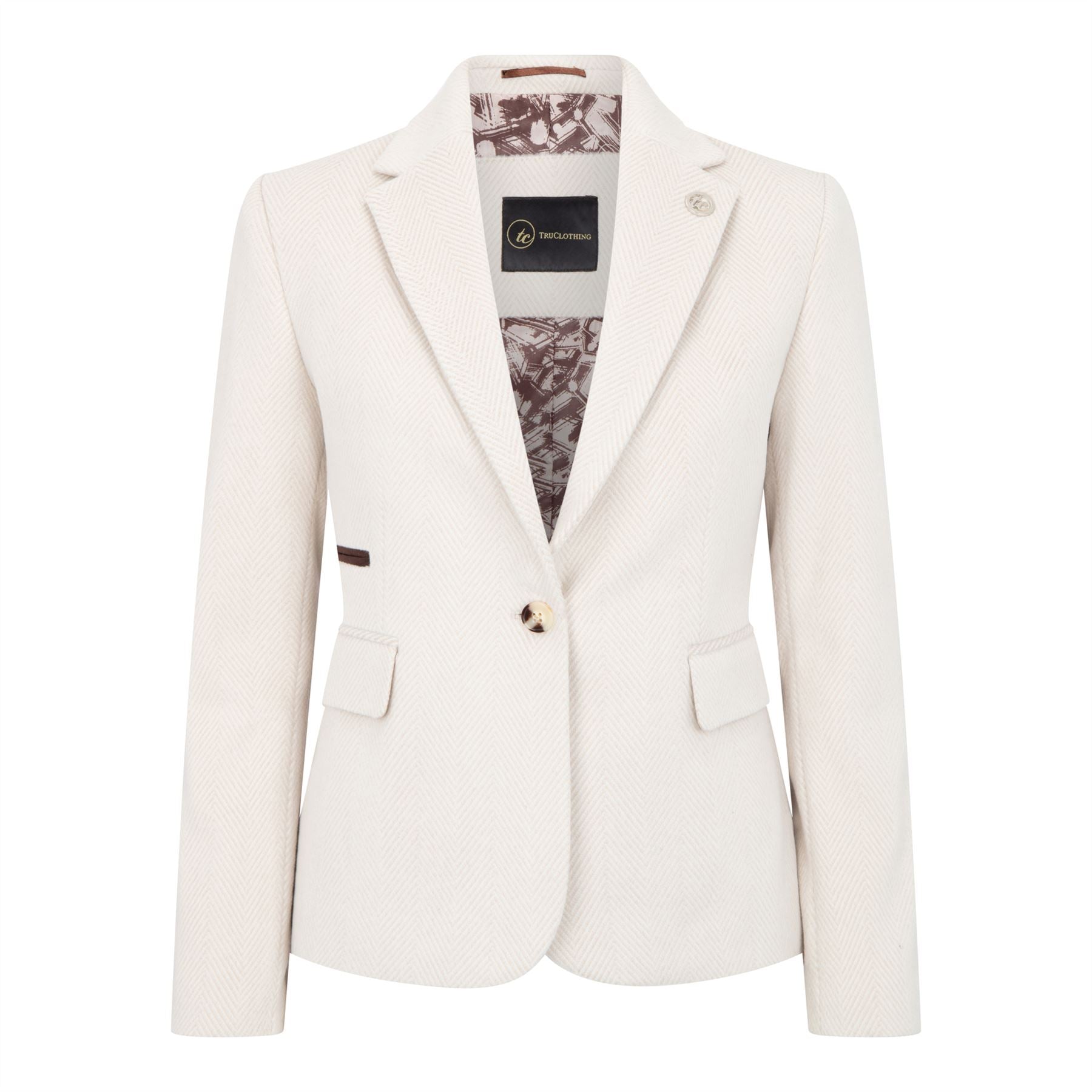 Women's Cream Wool Blend Tweed Blazer Waistcoat