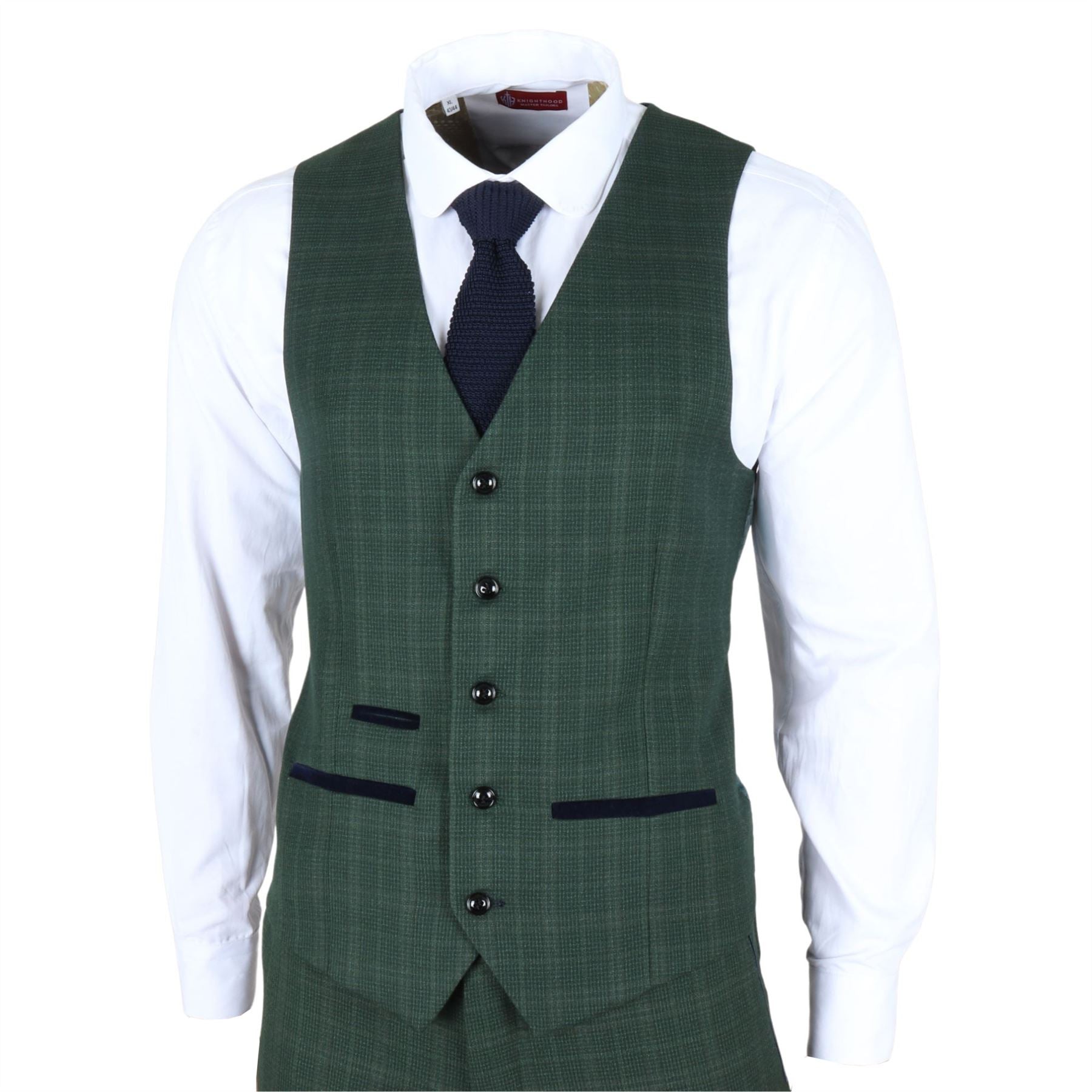 Men's Waistcoat Green Checked Tailored Fit Vest