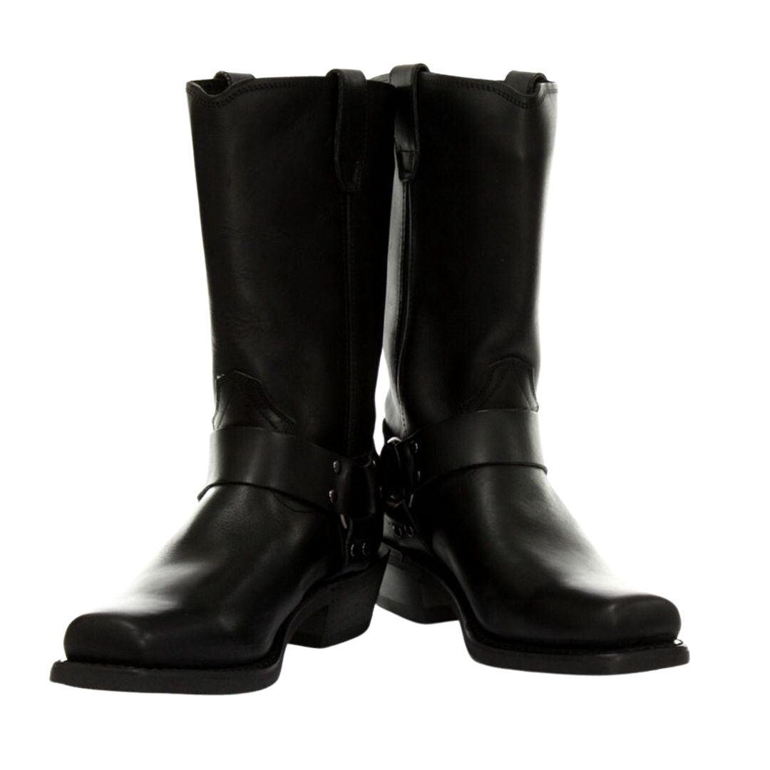 Unisex Real Leather Hi Biker Boots Rock Punk Grinders Buckle Cowboy Riding - Knighthood Store