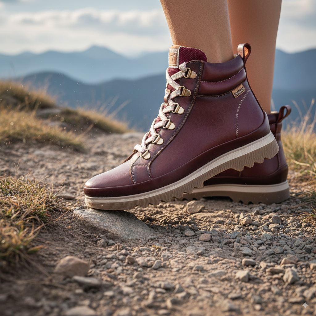 Vigo - Women’s Arcilla Red Leather Ankle Trainers Boots